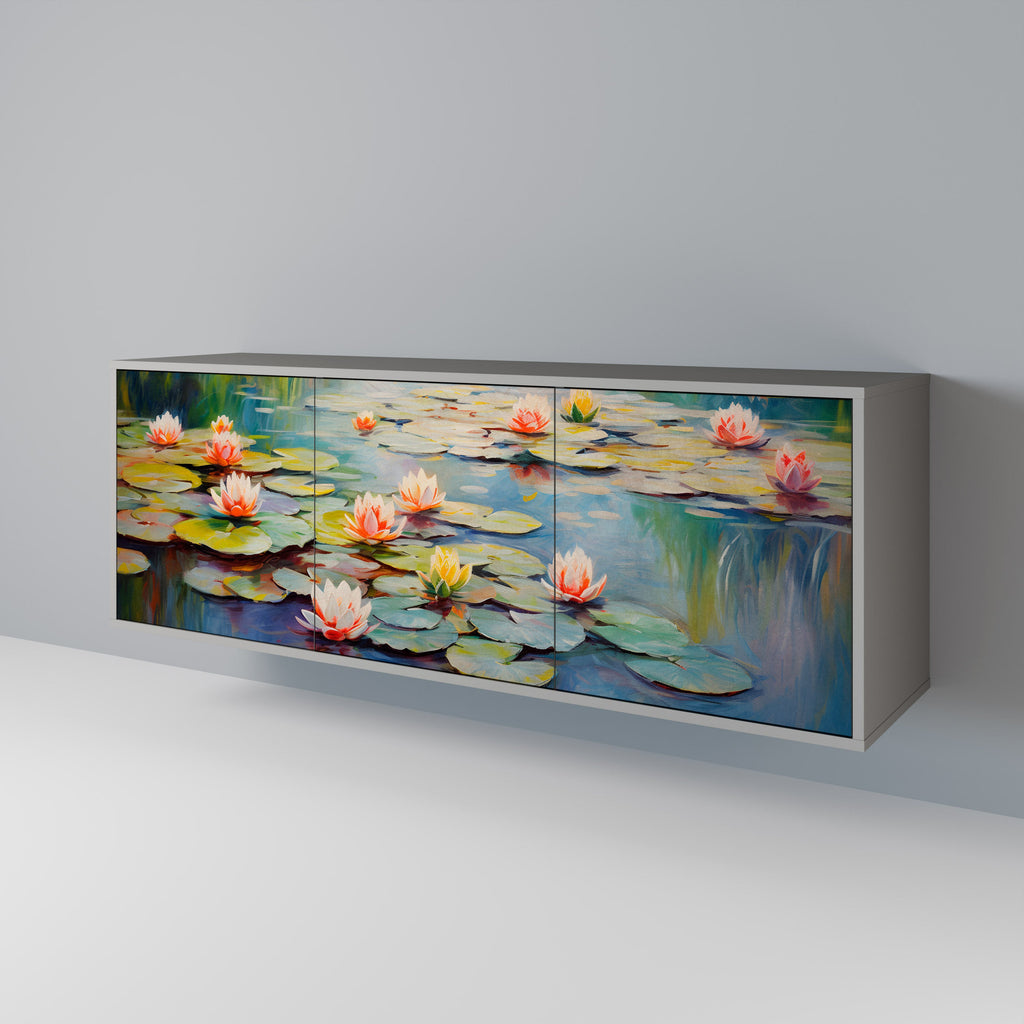 Μπουφές 3 θυρών BLOOMING WATERS σε γκρι φινίρισμα