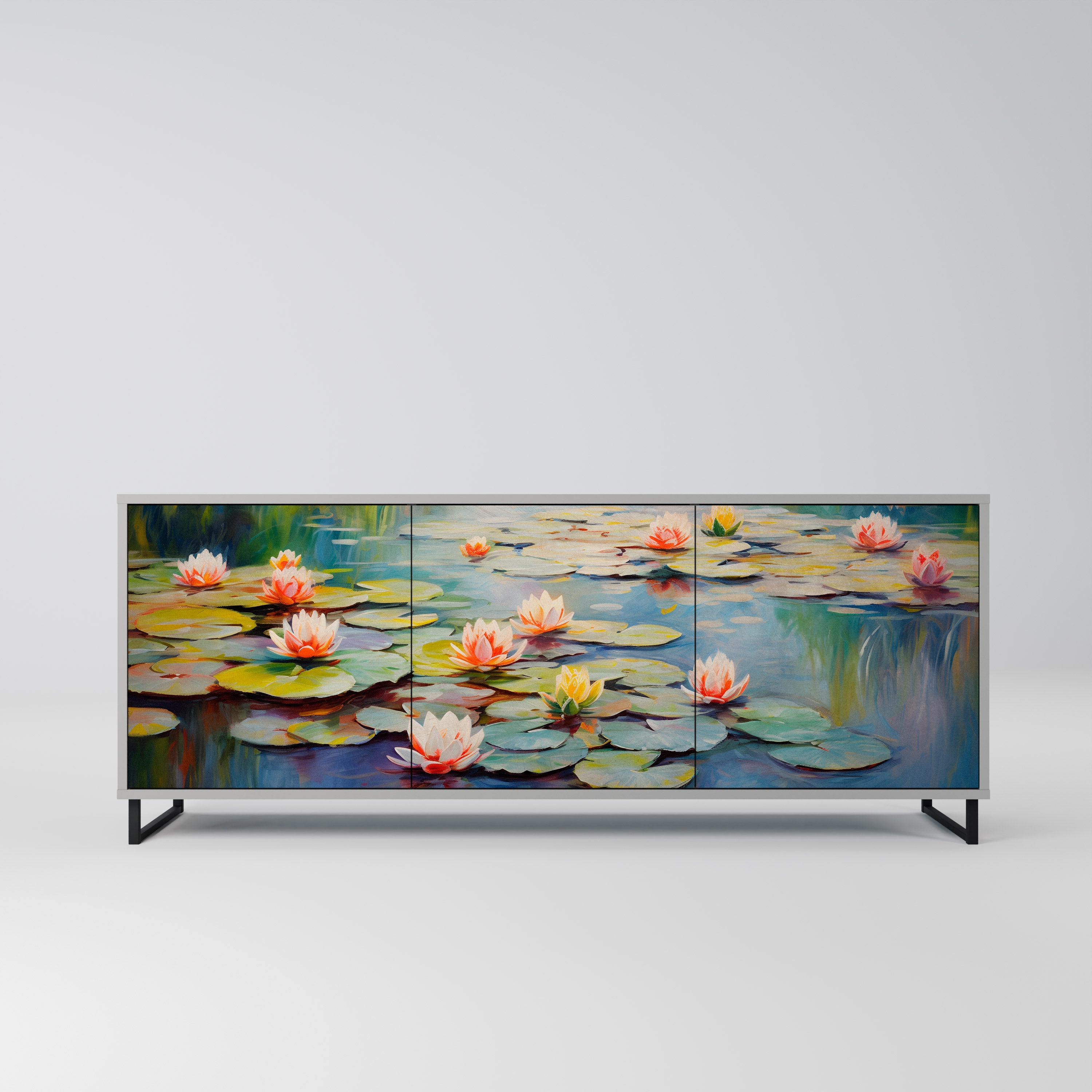 Μπουφές 3 θυρών BLOOMING WATERS σε γκρι φινίρισμα