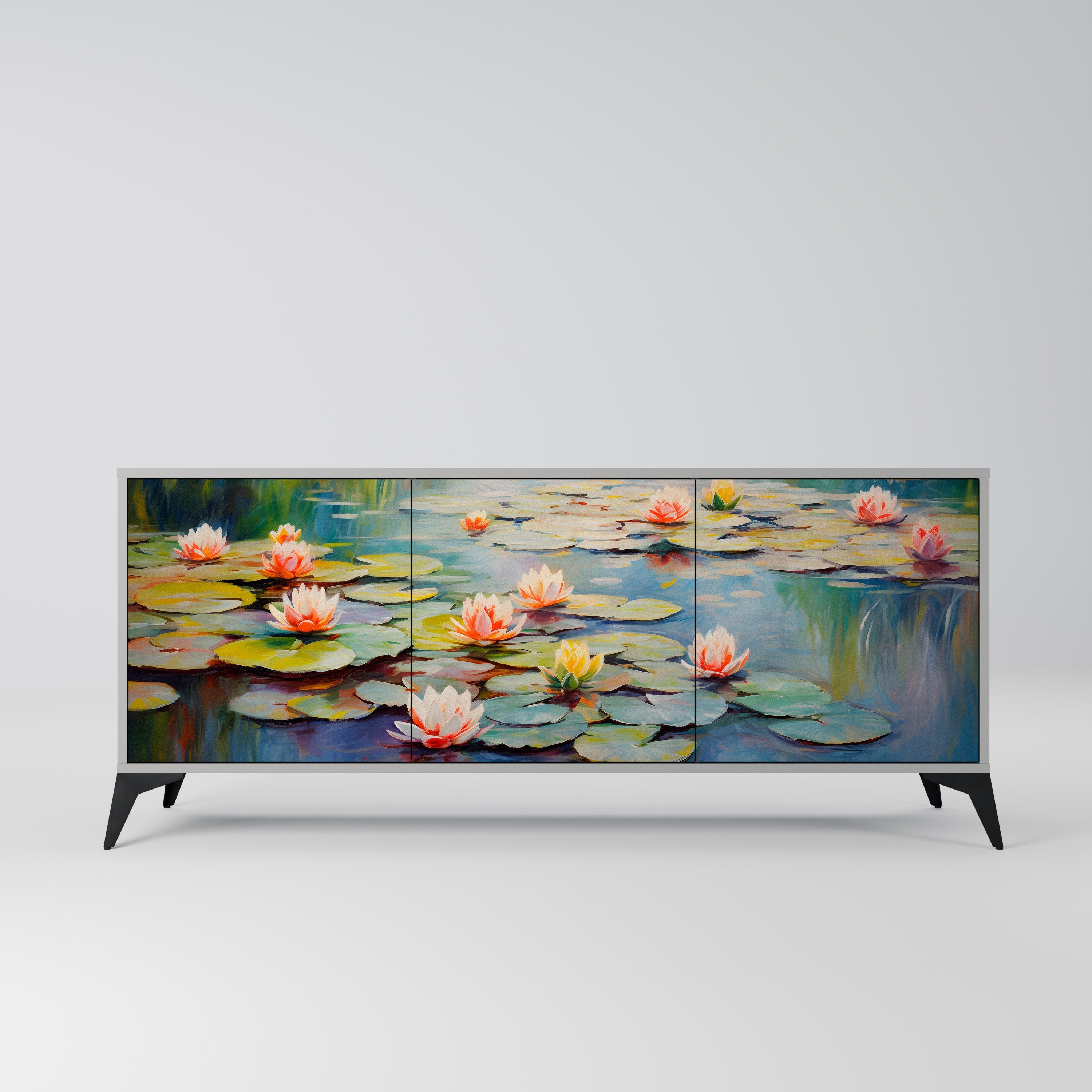 Μπουφές 3 θυρών BLOOMING WATERS σε γκρι φινίρισμα