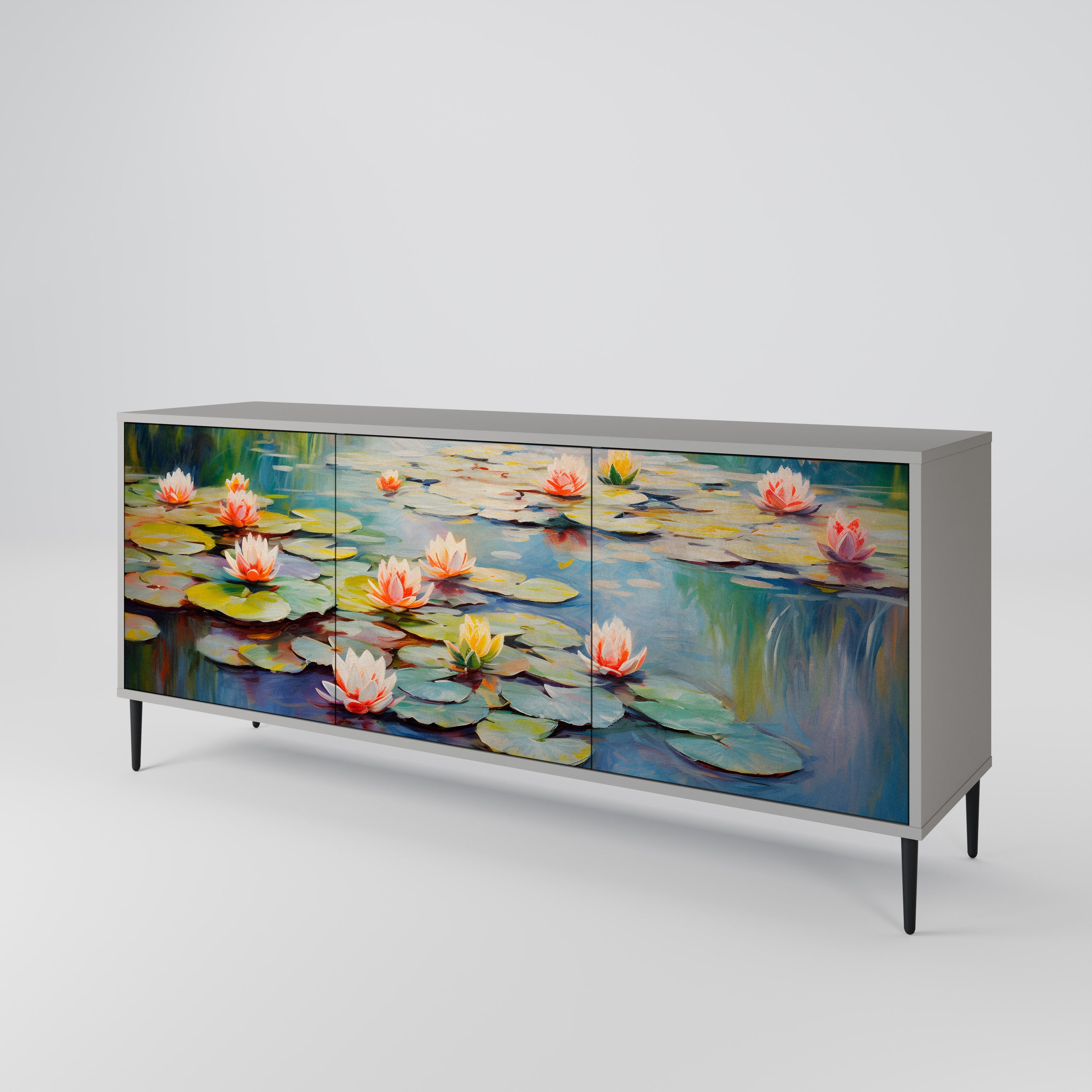 Μπουφές 3 θυρών BLOOMING WATERS σε γκρι φινίρισμα