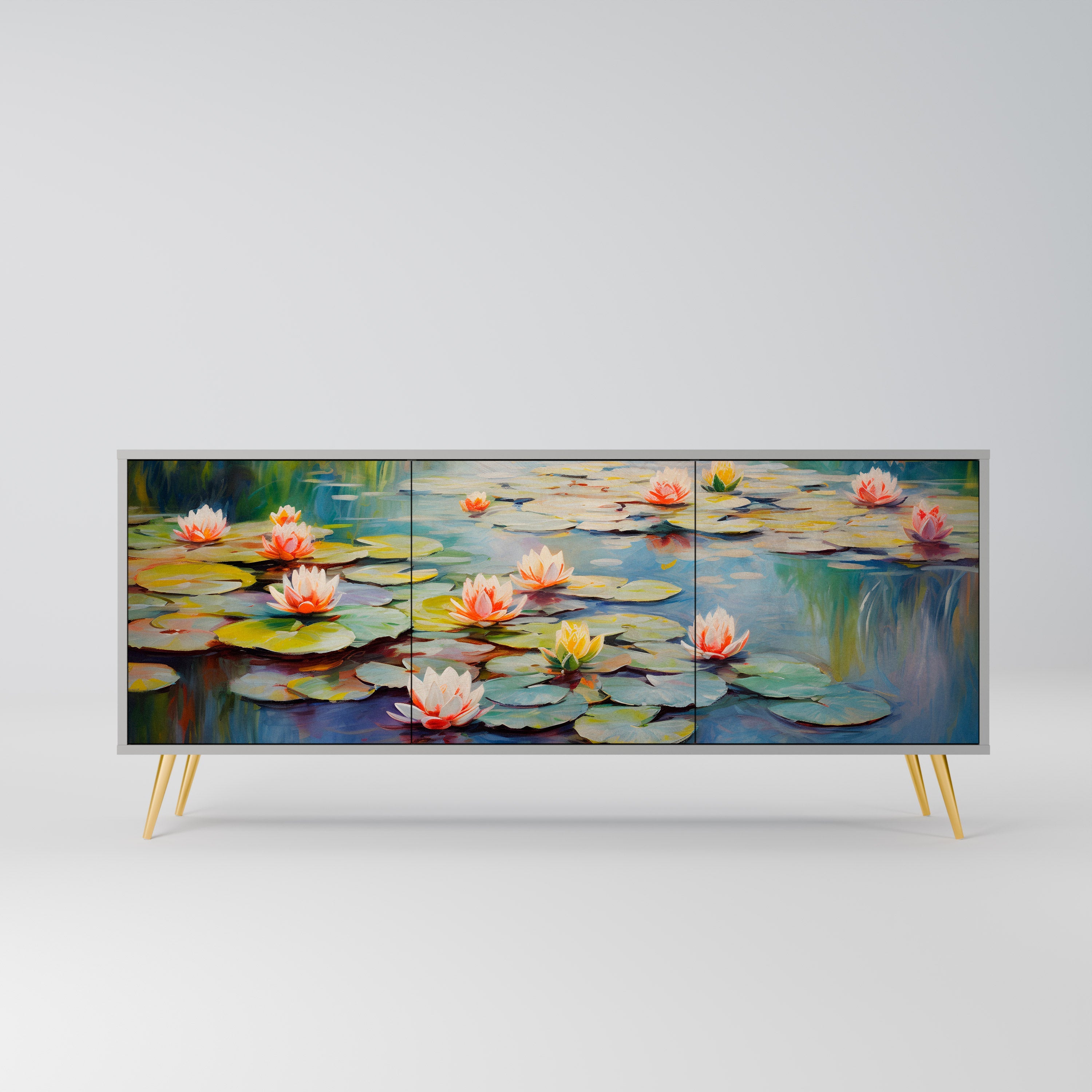 Μπουφές 3 θυρών BLOOMING WATERS σε γκρι φινίρισμα