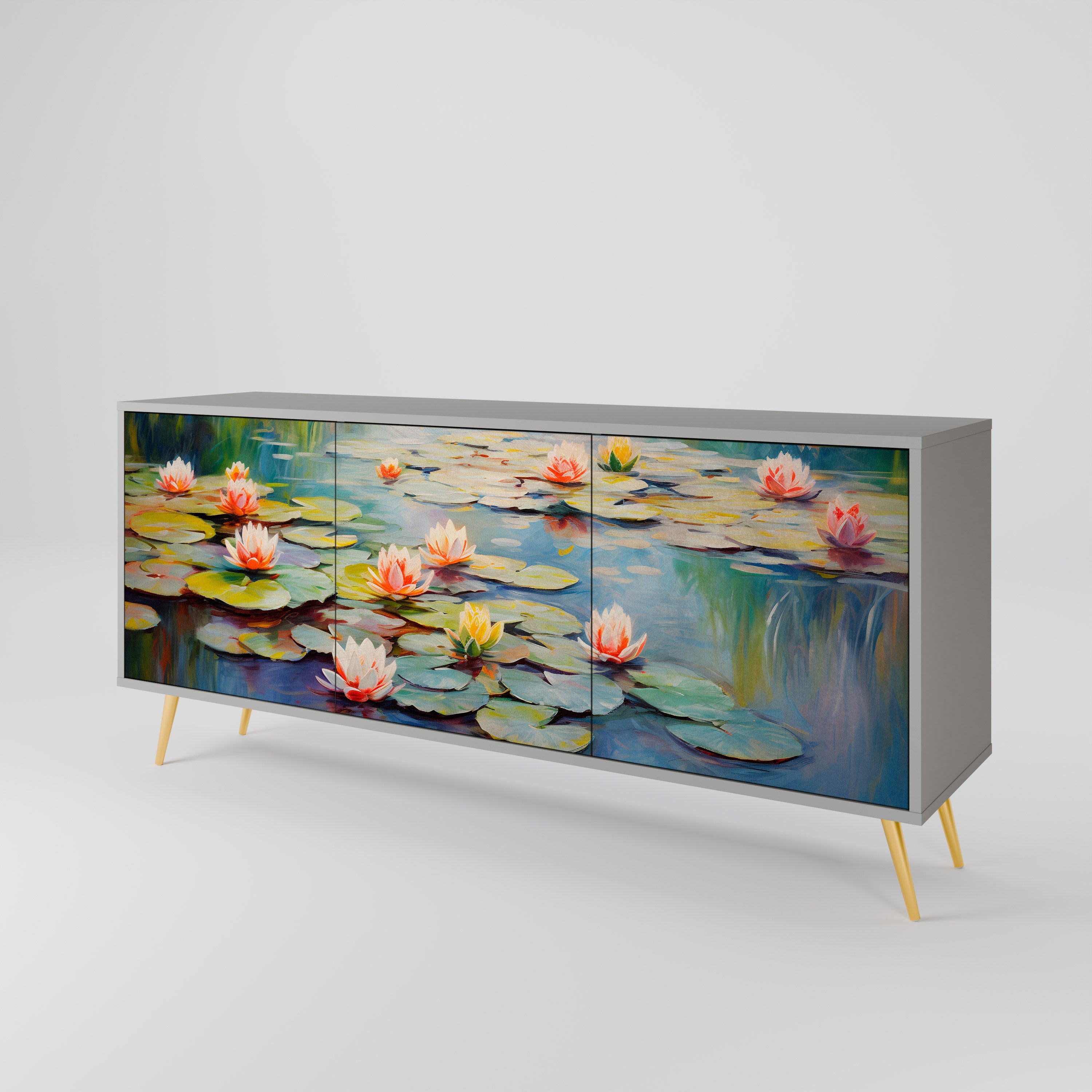 Μπουφές 3 θυρών BLOOMING WATERS σε γκρι φινίρισμα