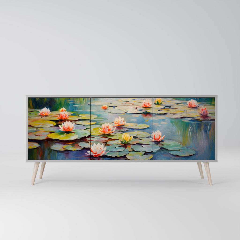 Μπουφές 3 θυρών BLOOMING WATERS σε γκρι φινίρισμα