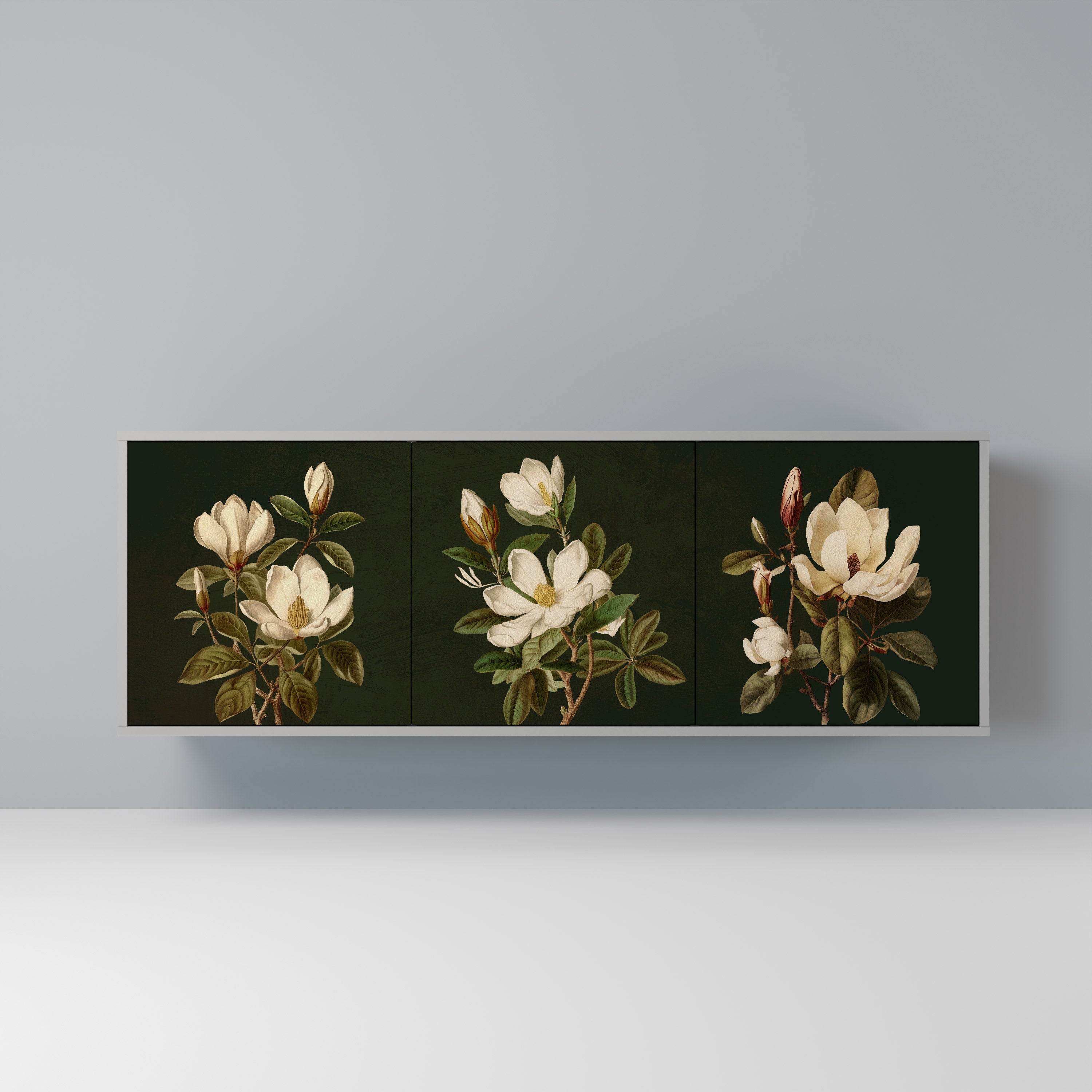 Μπουφές FLORAL NOIR με 3 πόρτες σε γκρι φινίρισμα