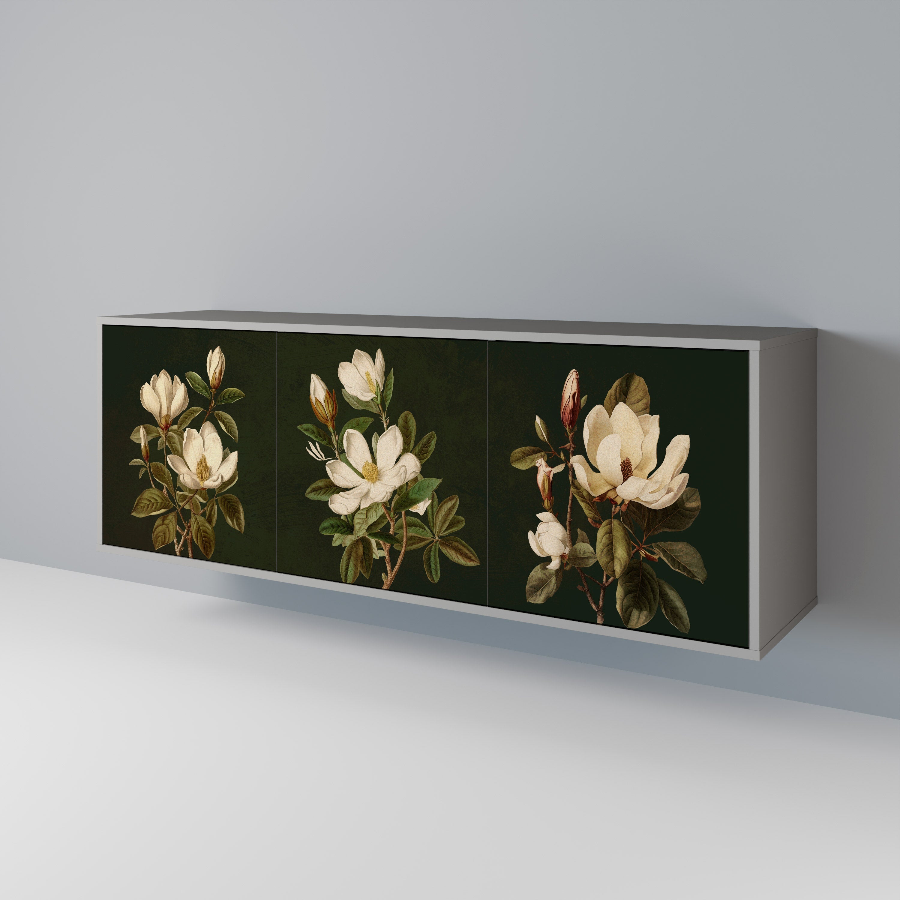 Μπουφές FLORAL NOIR με 3 πόρτες σε γκρι φινίρισμα