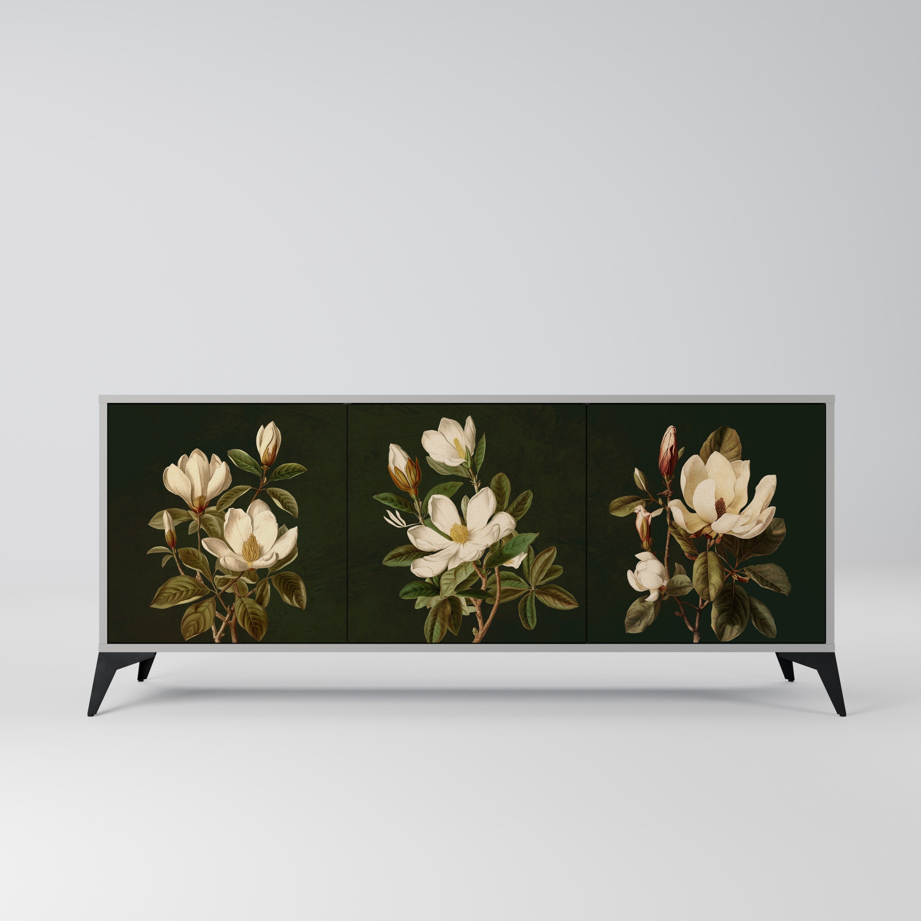 Μπουφές FLORAL NOIR με 3 πόρτες σε γκρι φινίρισμα