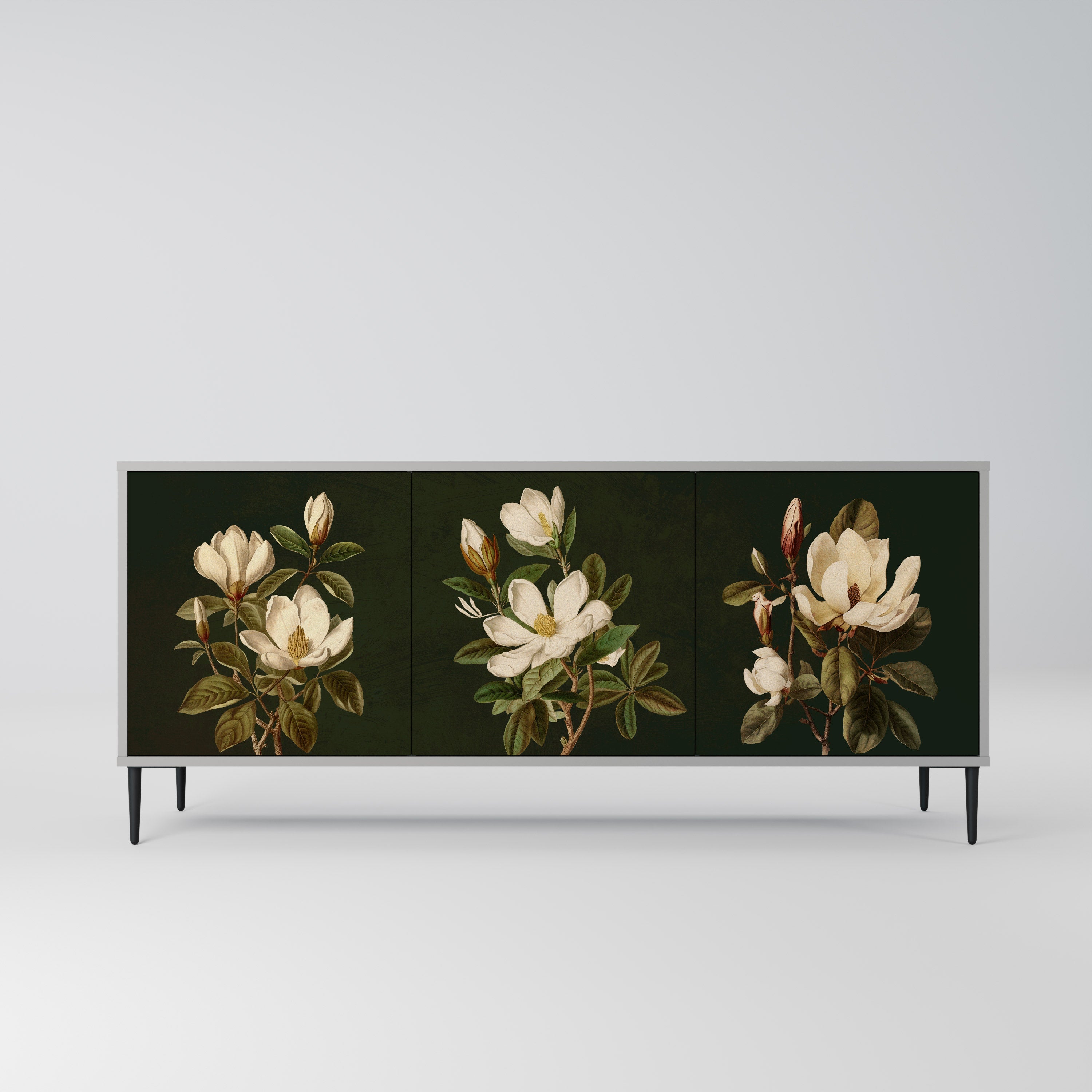 Μπουφές FLORAL NOIR με 3 πόρτες σε γκρι φινίρισμα