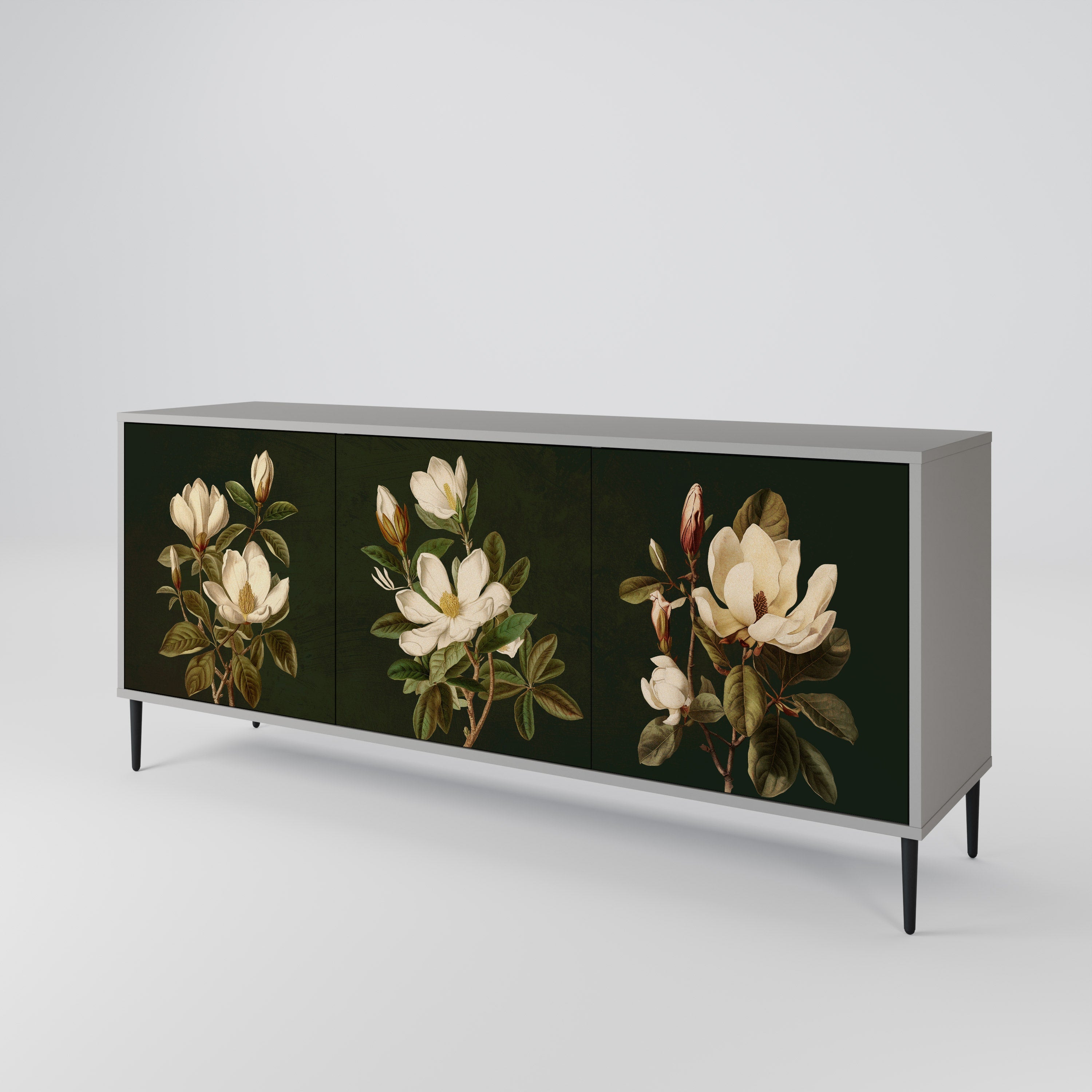 Μπουφές FLORAL NOIR με 3 πόρτες σε γκρι φινίρισμα