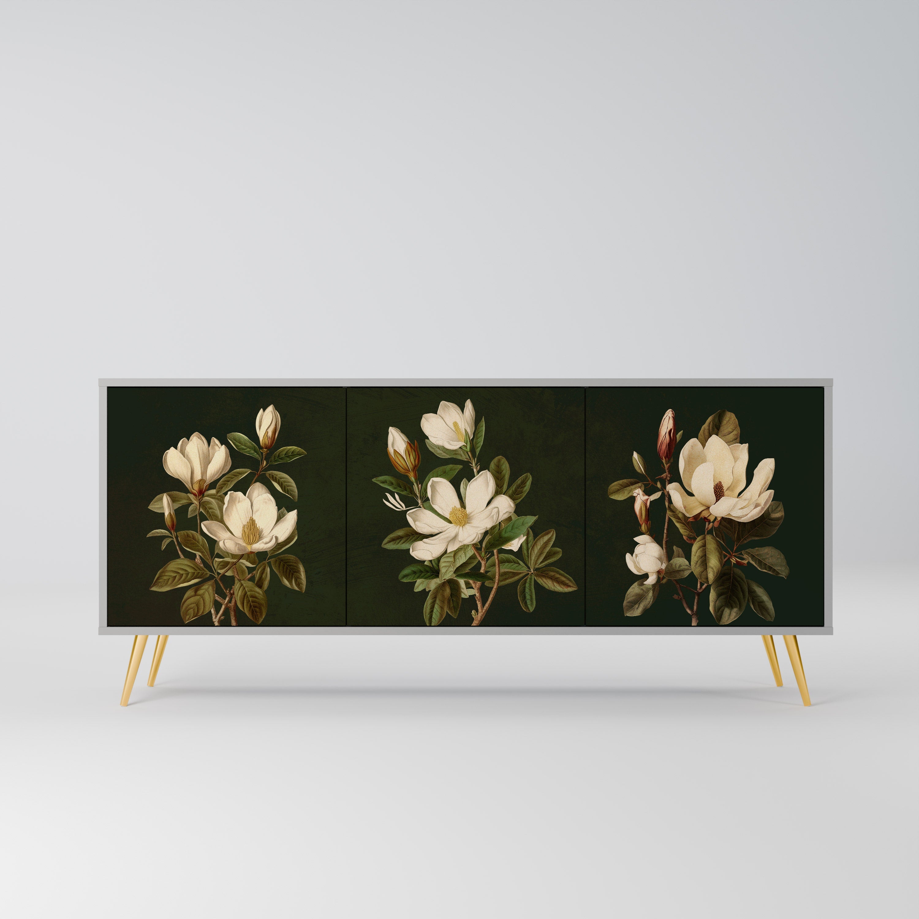 Μπουφές FLORAL NOIR με 3 πόρτες σε γκρι φινίρισμα