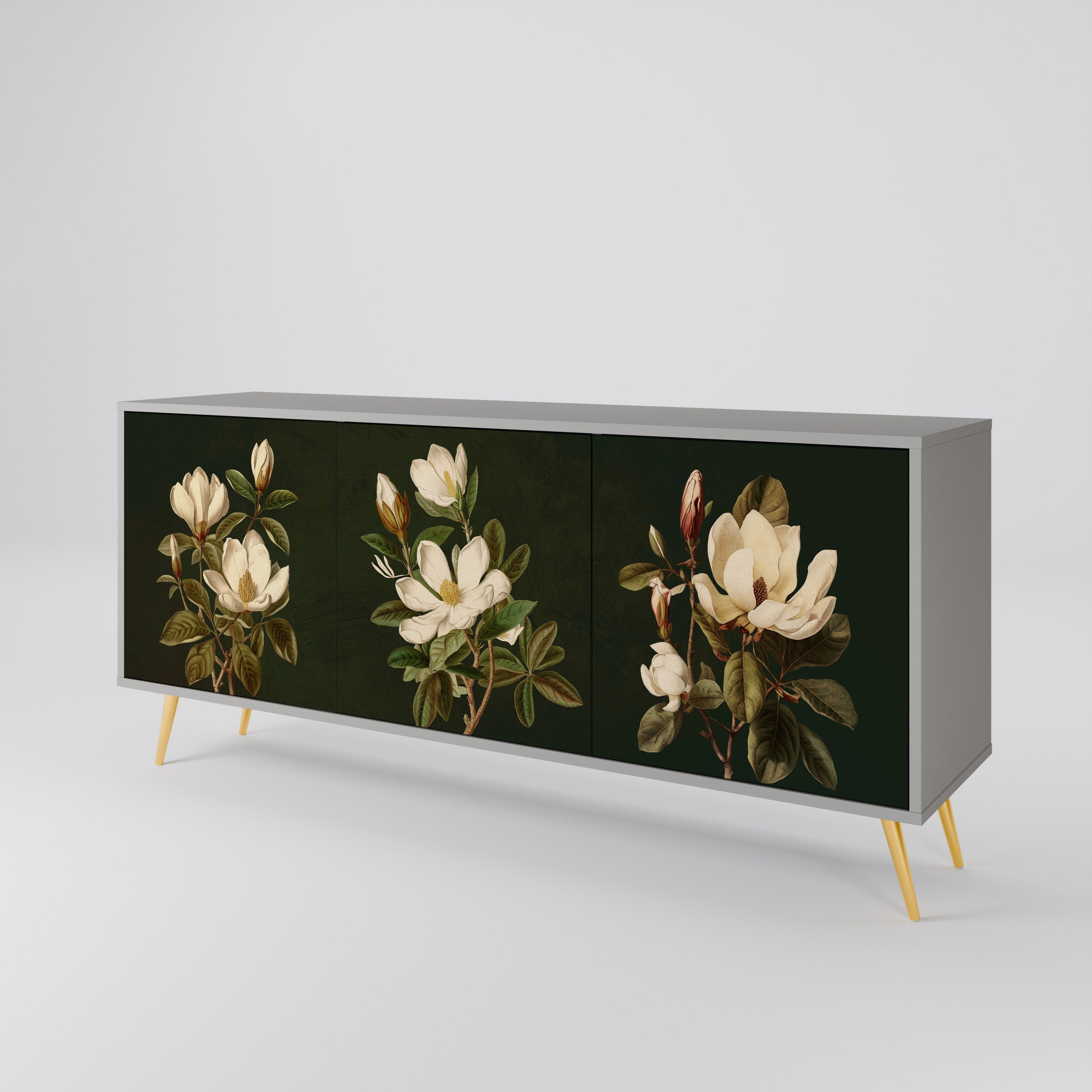 Μπουφές FLORAL NOIR με 3 πόρτες σε γκρι φινίρισμα