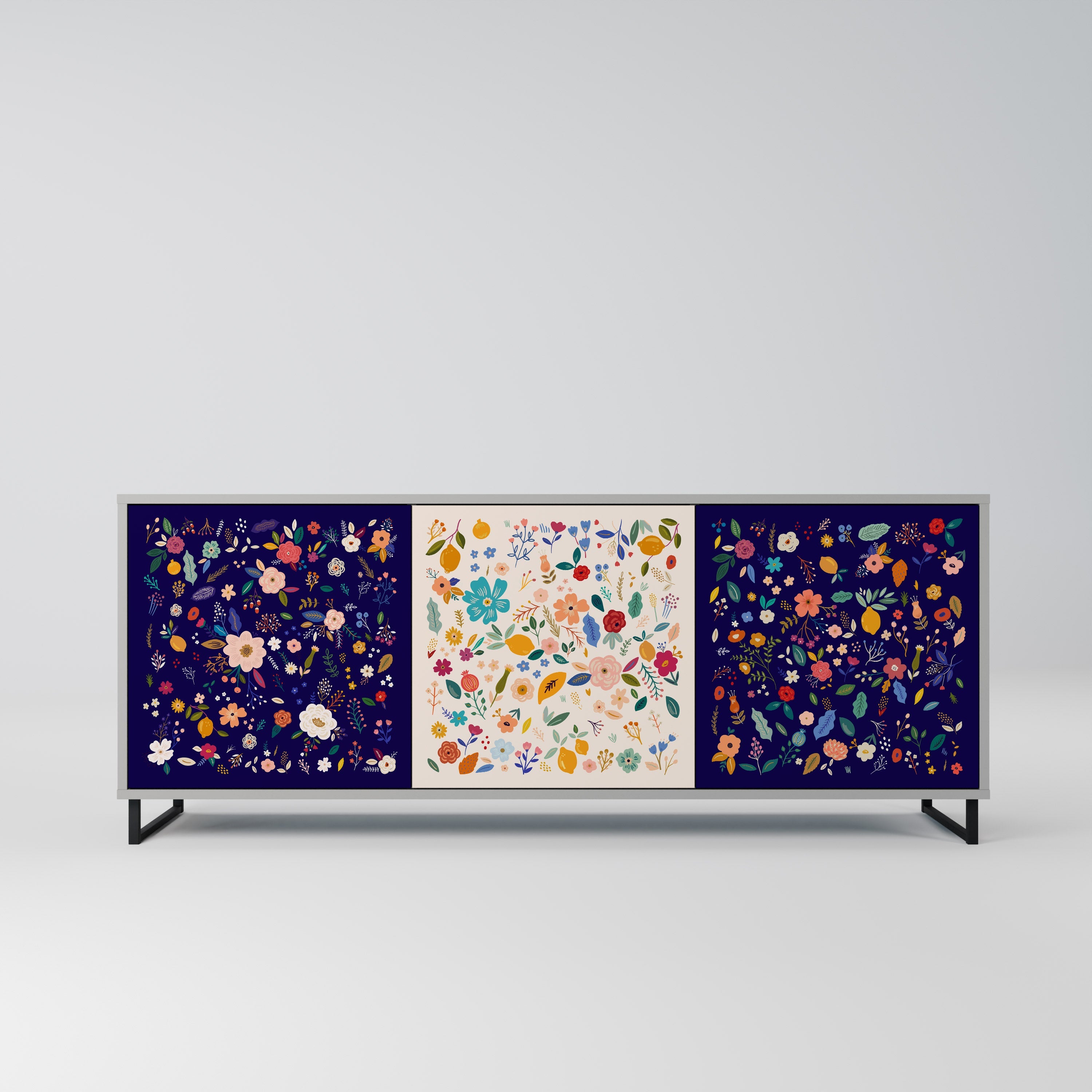 FLORAL COMBINATION Μπουφές με 3 πόρτες σε γκρι φινίρισμα