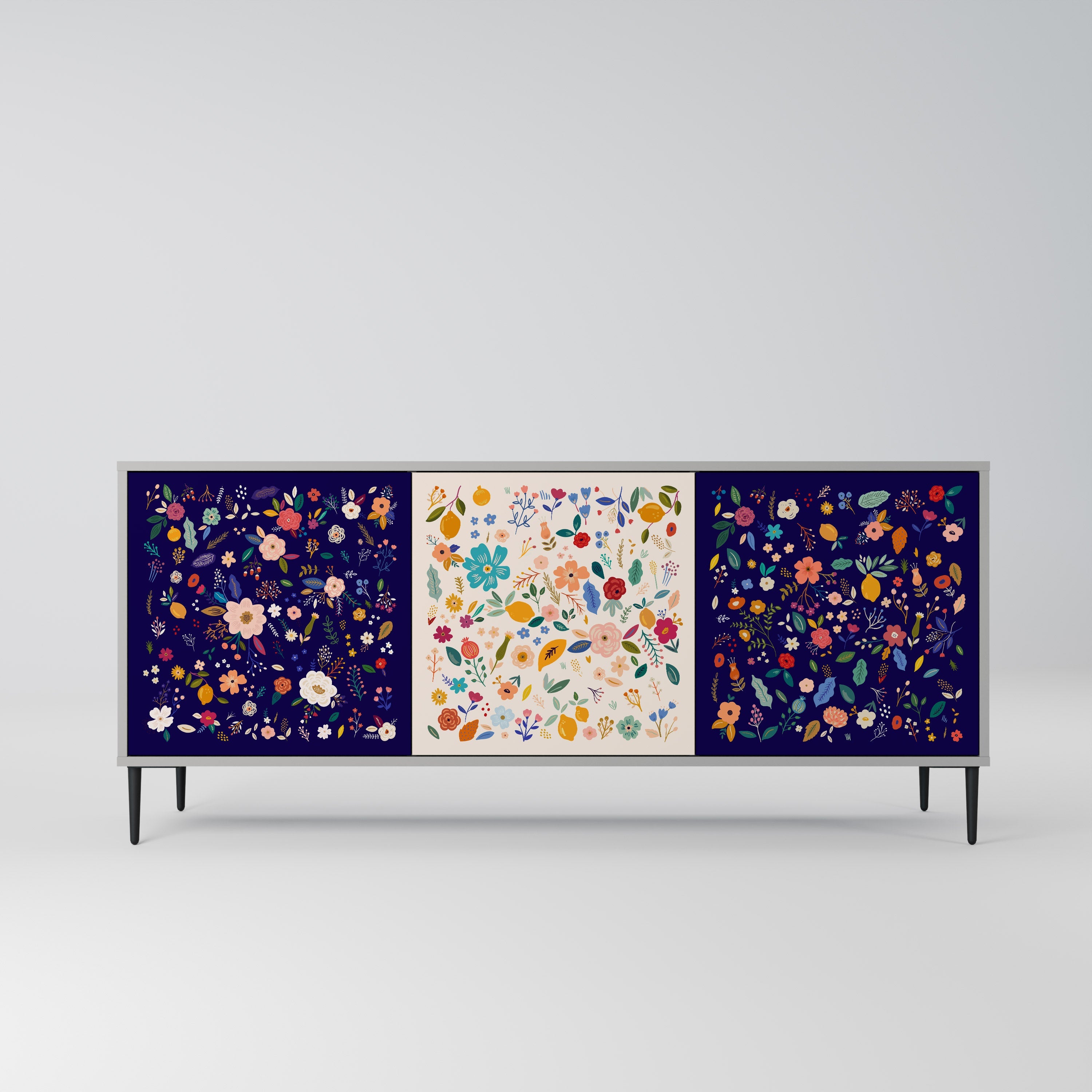 FLORAL COMBINATION Μπουφές με 3 πόρτες σε γκρι φινίρισμα