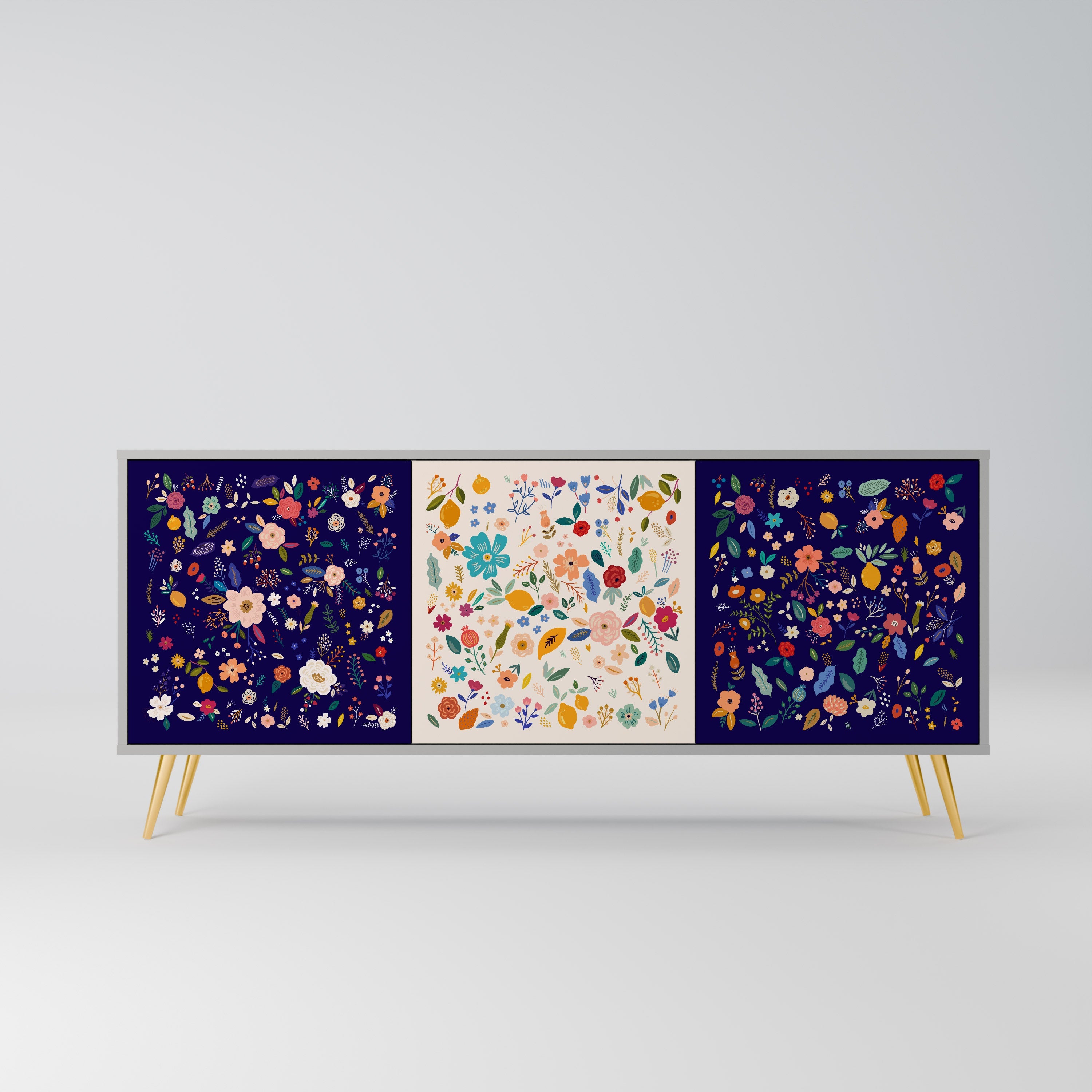 FLORAL COMBINATION Μπουφές με 3 πόρτες σε γκρι φινίρισμα