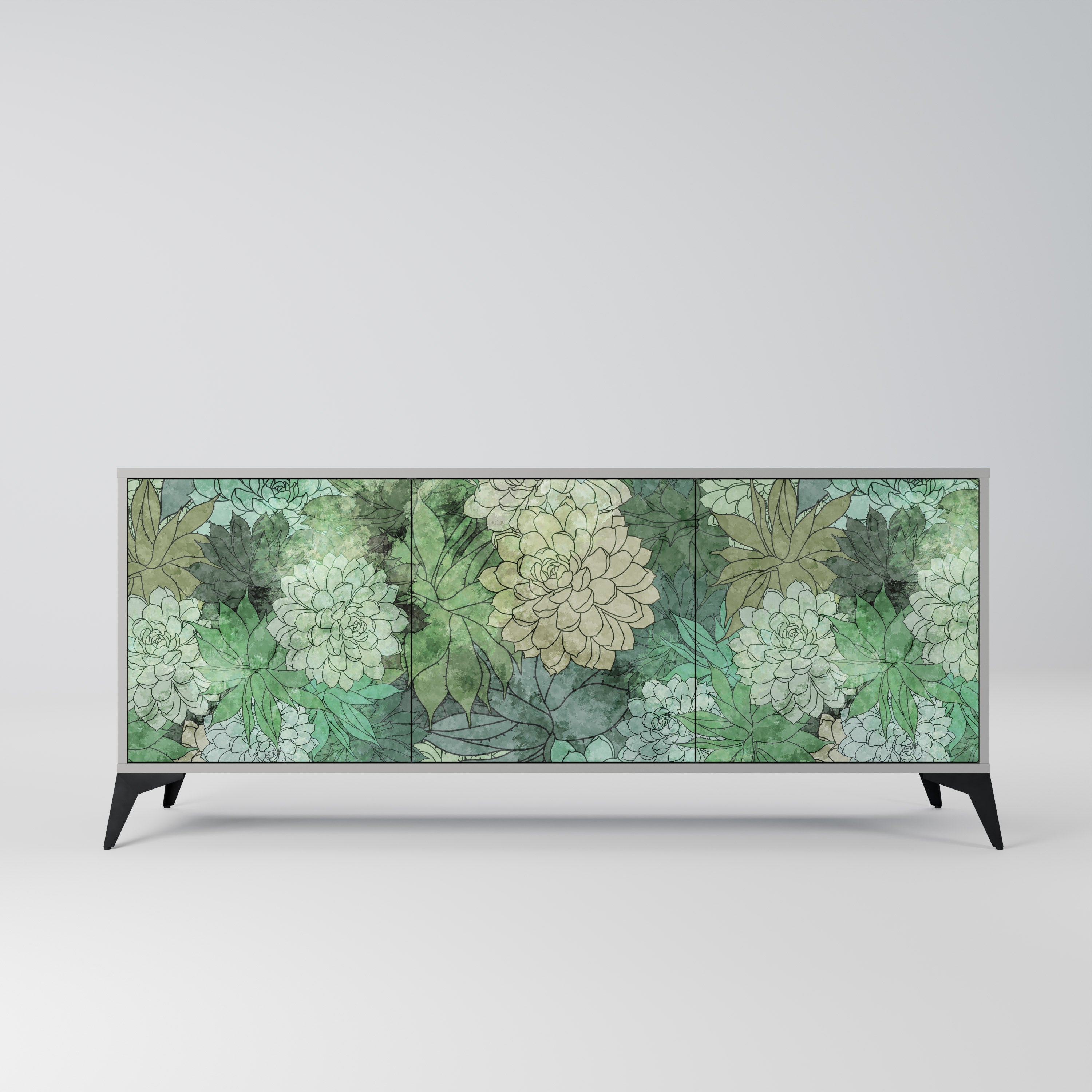 Μπουφές SUCCULENT CLUSTER 3θυρο σε γκρι φινίρισμα
