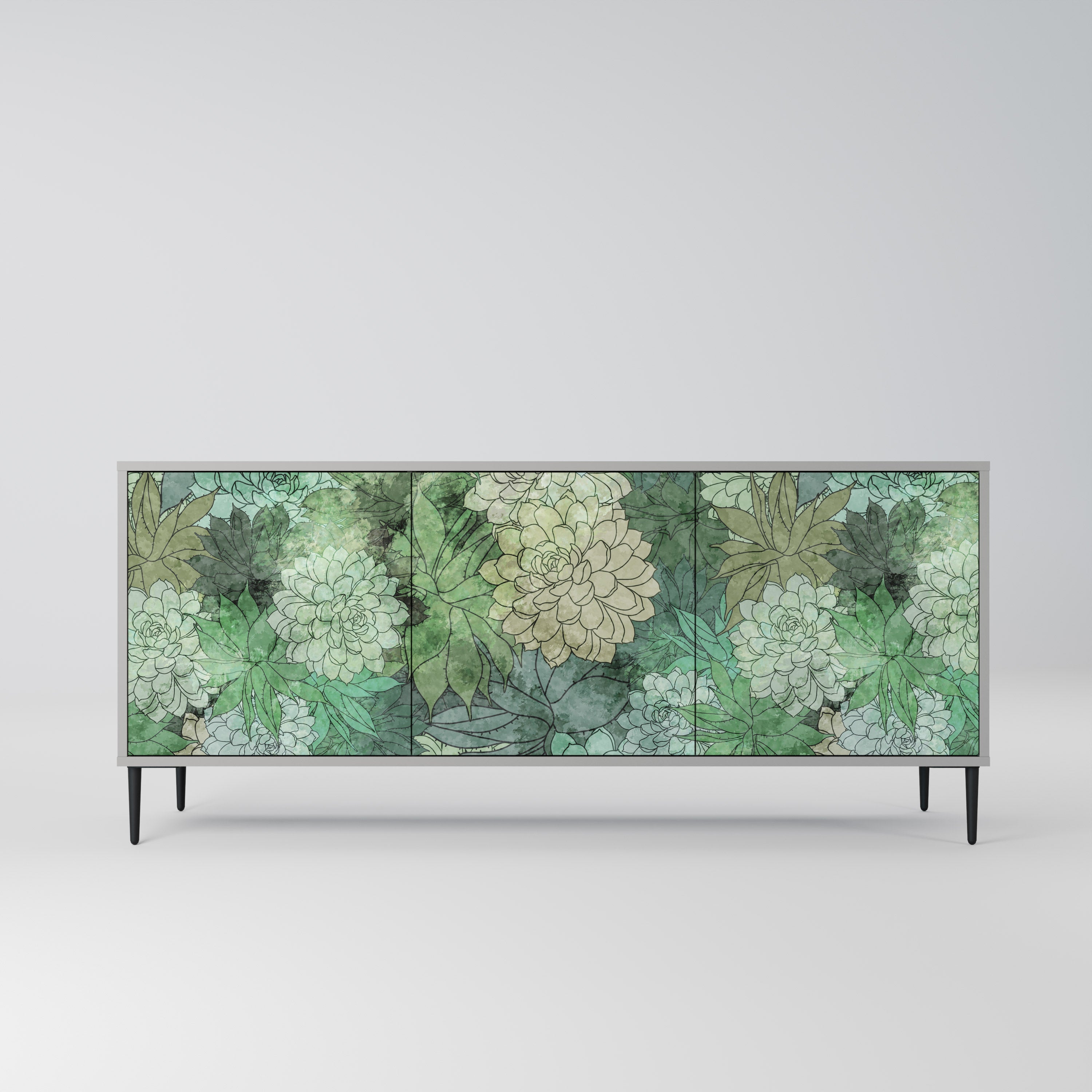 Μπουφές SUCCULENT CLUSTER 3θυρο σε γκρι φινίρισμα