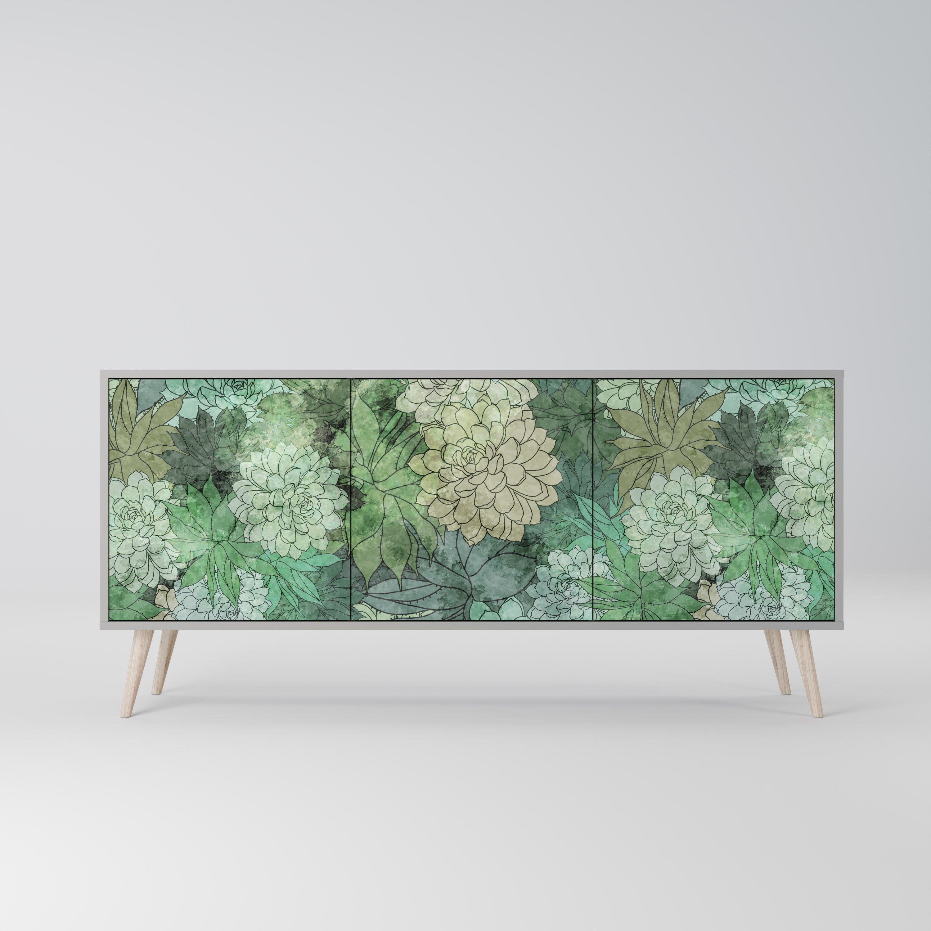 Μπουφές SUCCULENT CLUSTER 3θυρο σε γκρι φινίρισμα