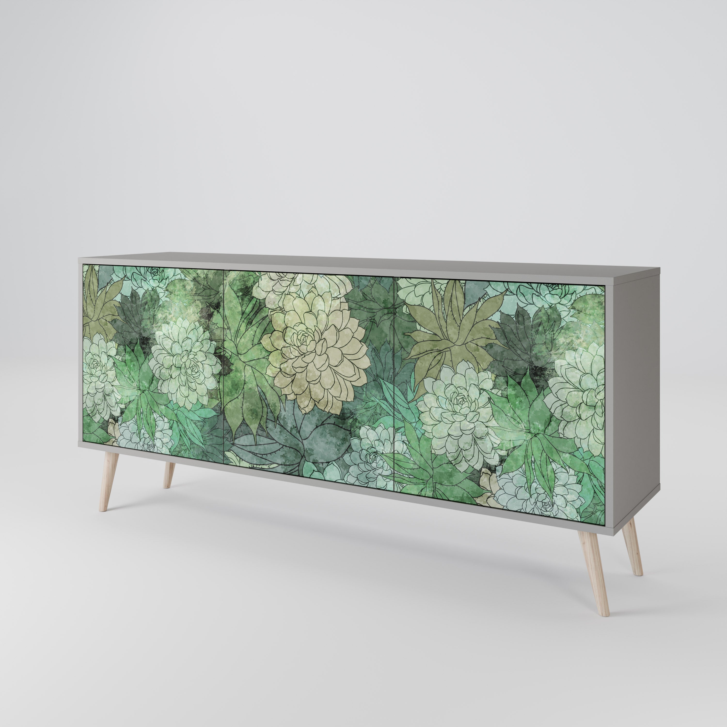Μπουφές SUCCULENT CLUSTER 3θυρο σε γκρι φινίρισμα