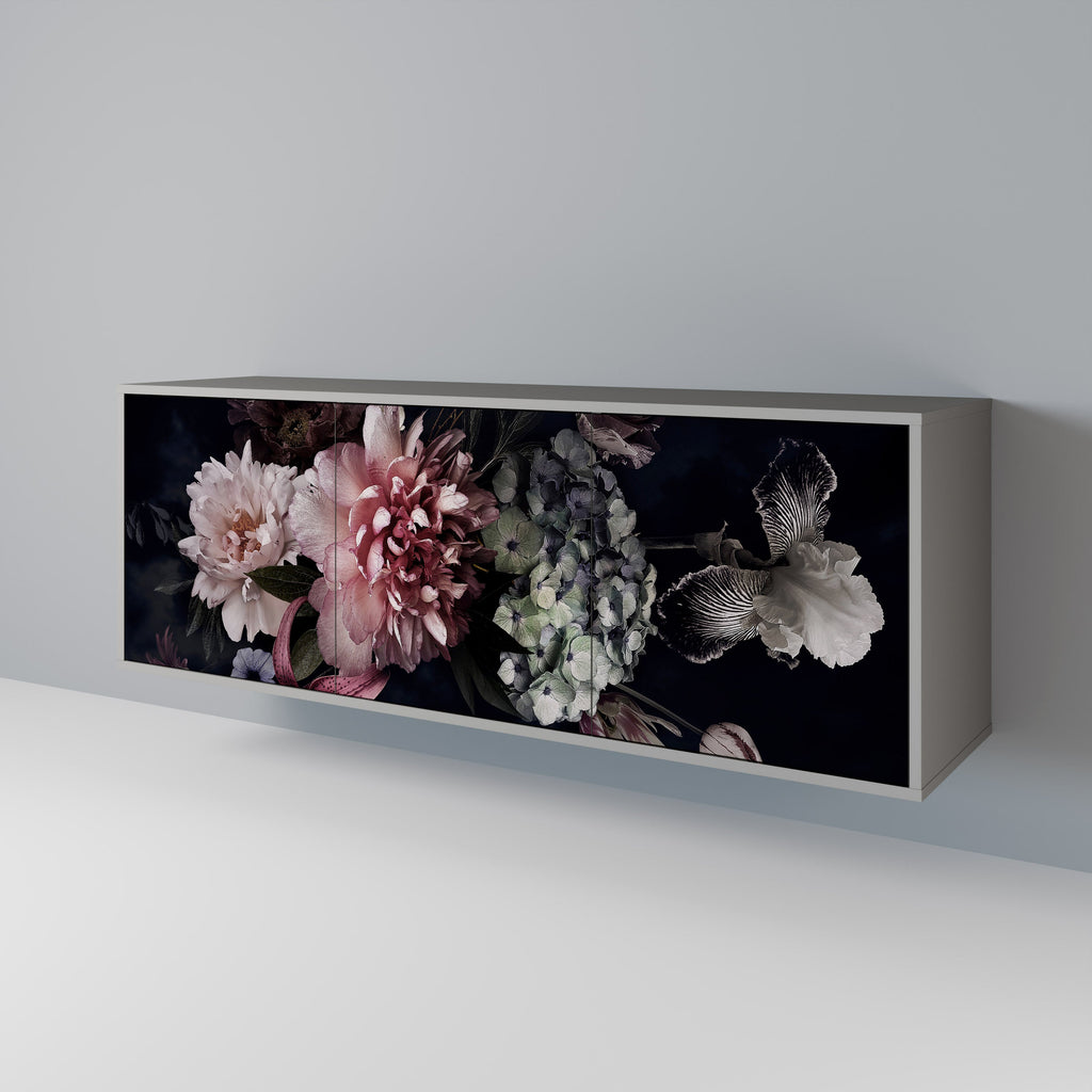 Μπουφές PURE BLOSSOM με 3 πόρτες σε γκρι φινίρισμα