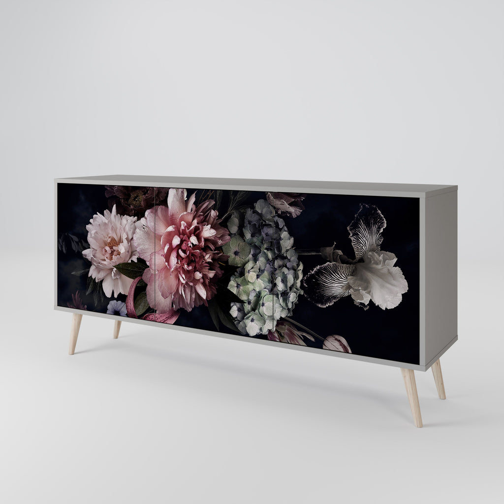 Μπουφές PURE BLOSSOM με 3 πόρτες σε γκρι φινίρισμα