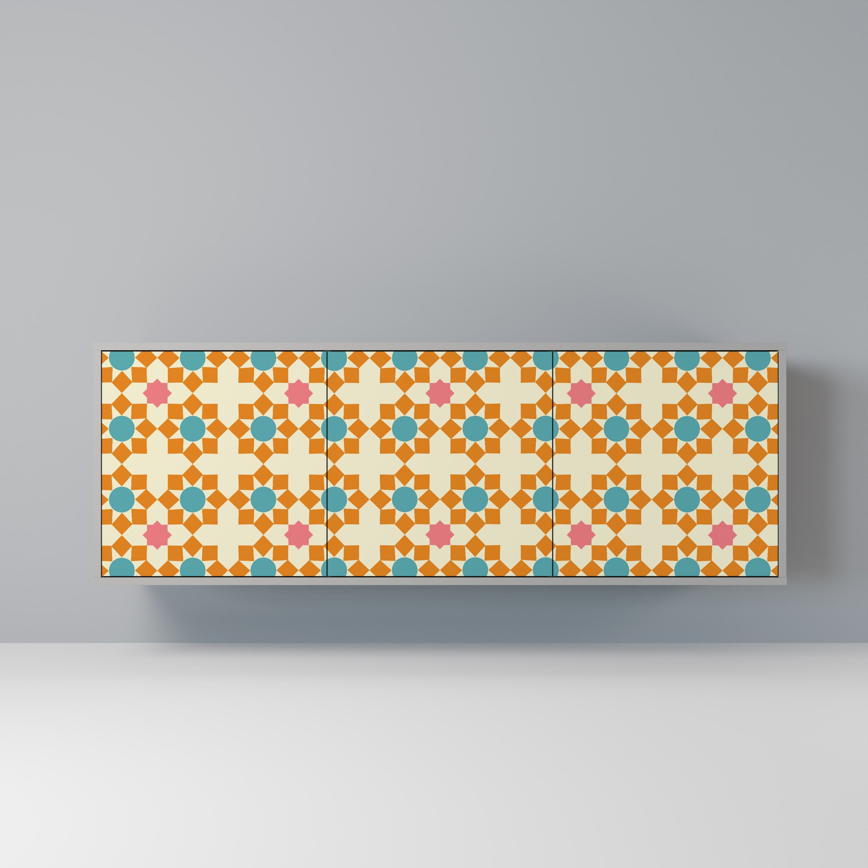 Μπουφές FLORAL DECOR με 3 πόρτες σε γκρι φινίρισμα