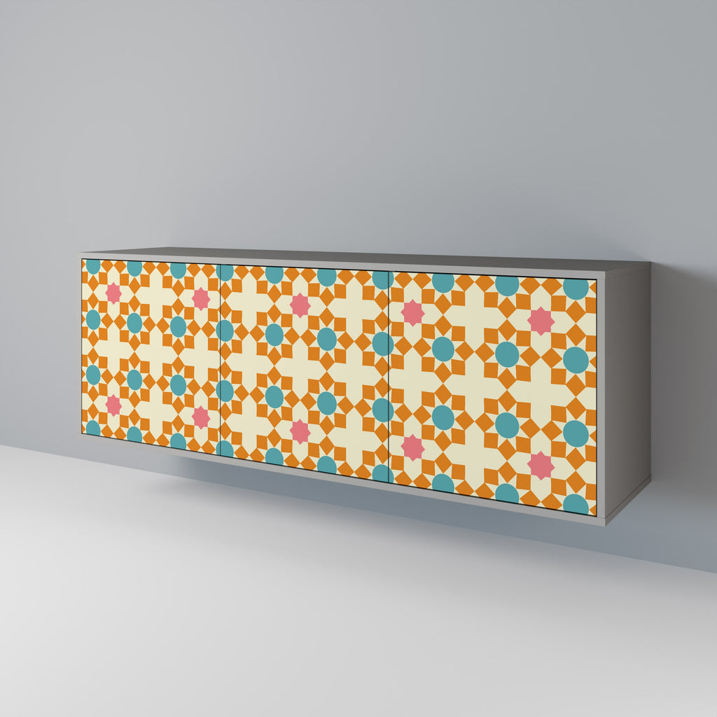 Μπουφές FLORAL DECOR με 3 πόρτες σε γκρι φινίρισμα