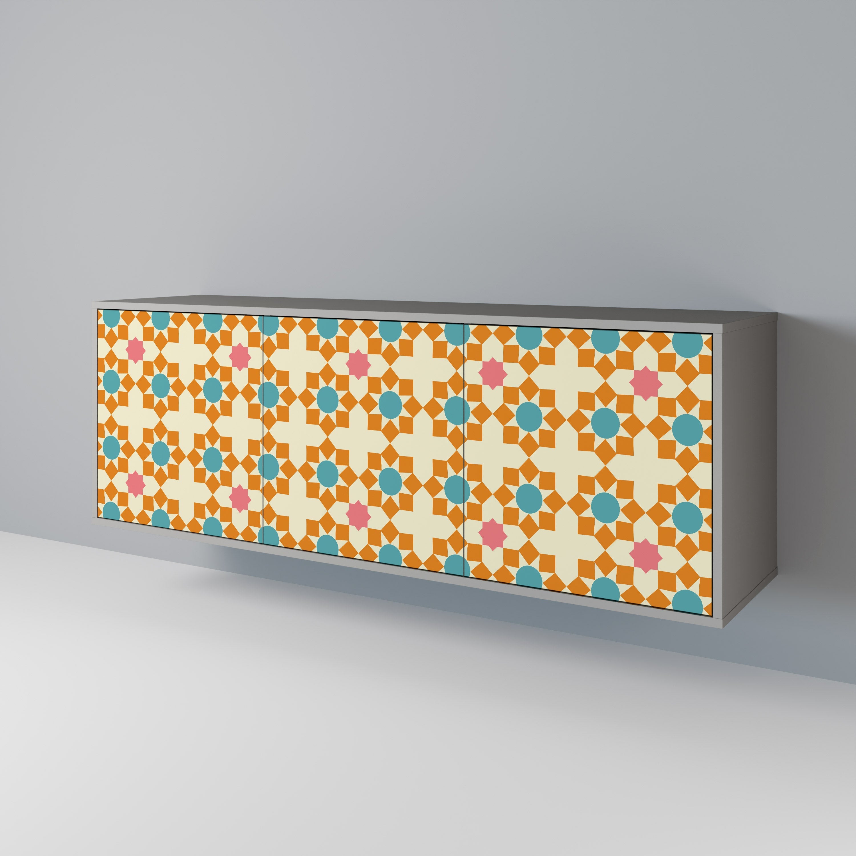 Μπουφές FLORAL DECOR με 3 πόρτες σε γκρι φινίρισμα