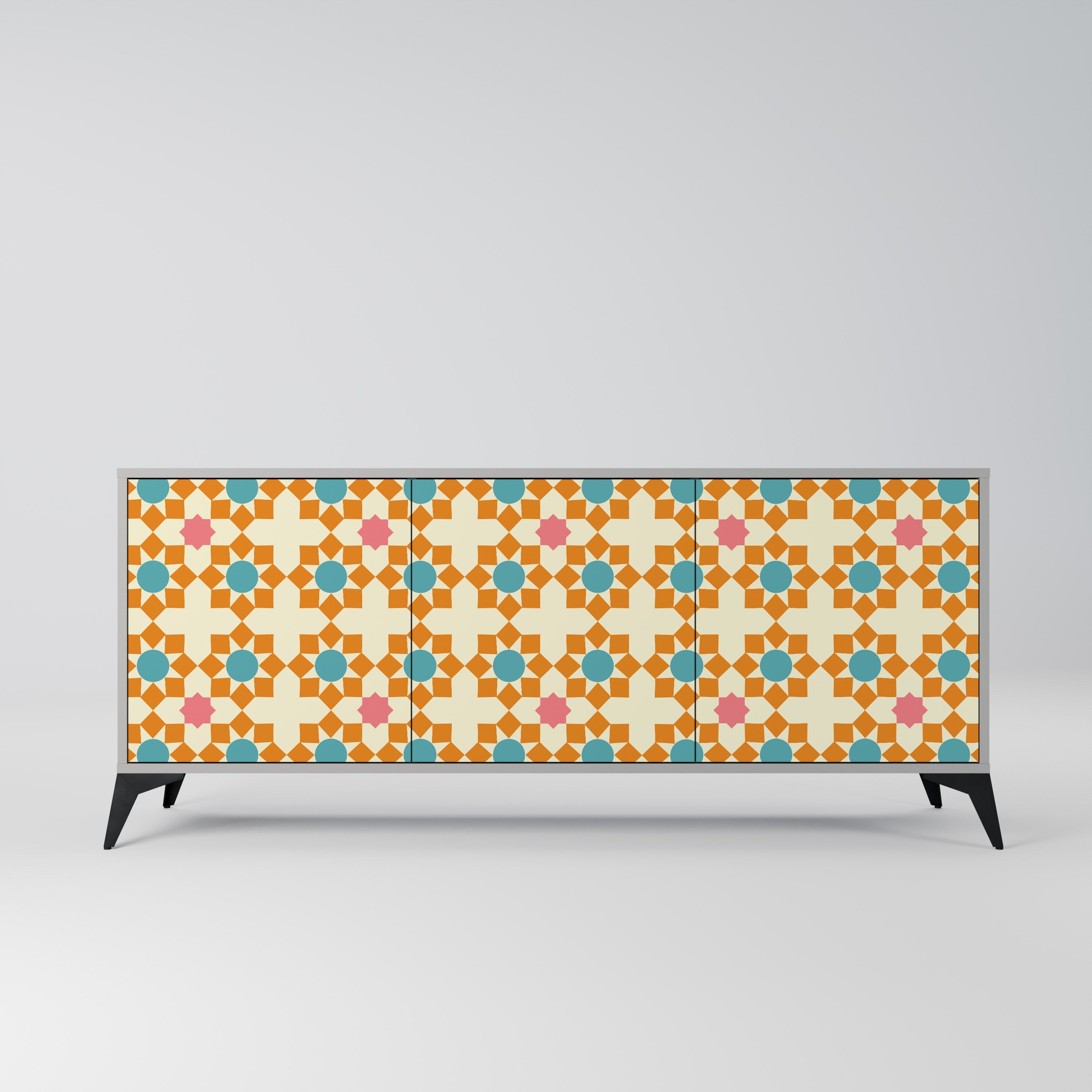 Μπουφές FLORAL DECOR με 3 πόρτες σε γκρι φινίρισμα