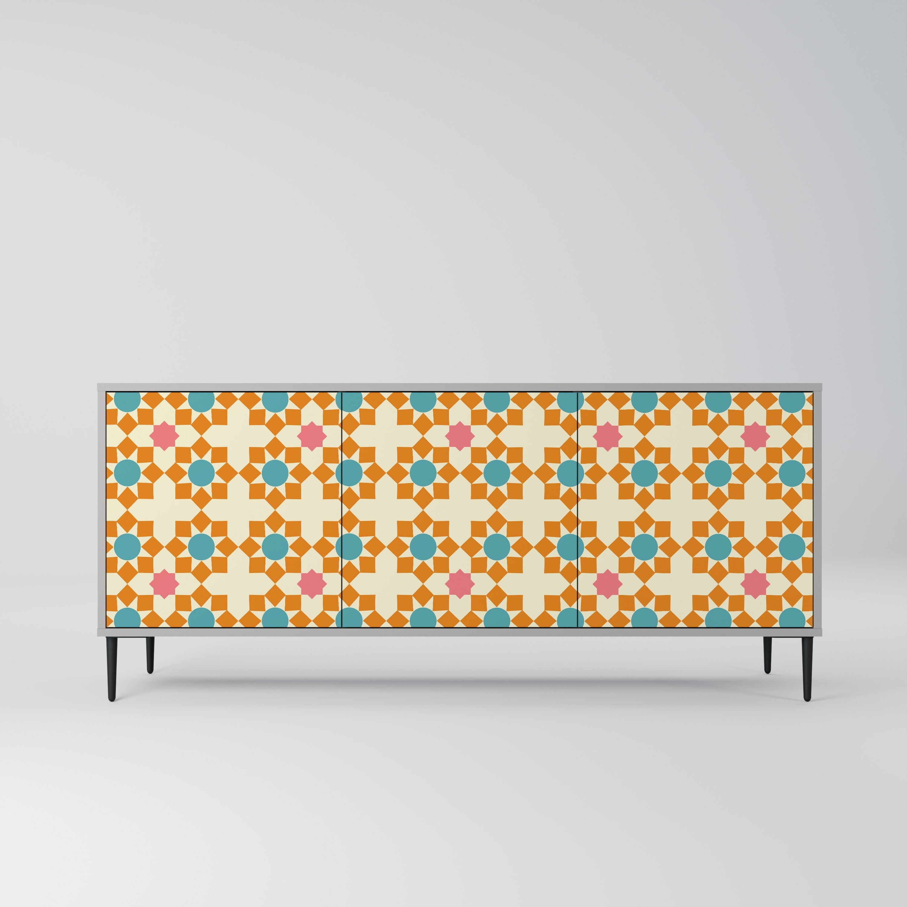 Μπουφές FLORAL DECOR με 3 πόρτες σε γκρι φινίρισμα
