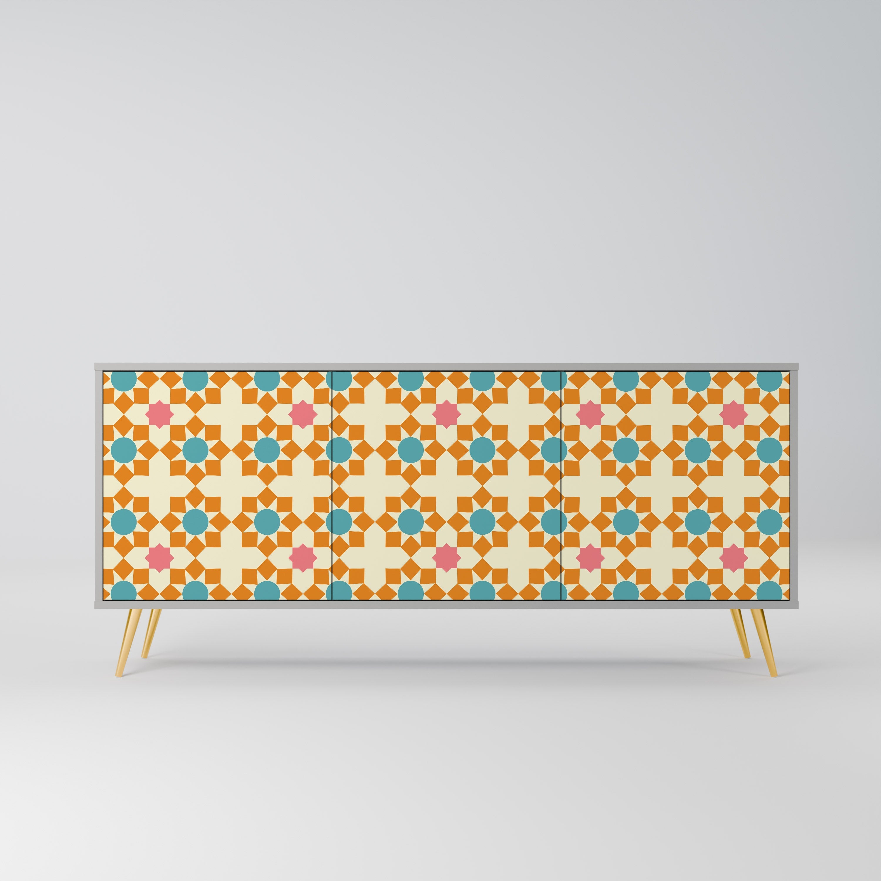 Μπουφές FLORAL DECOR με 3 πόρτες σε γκρι φινίρισμα