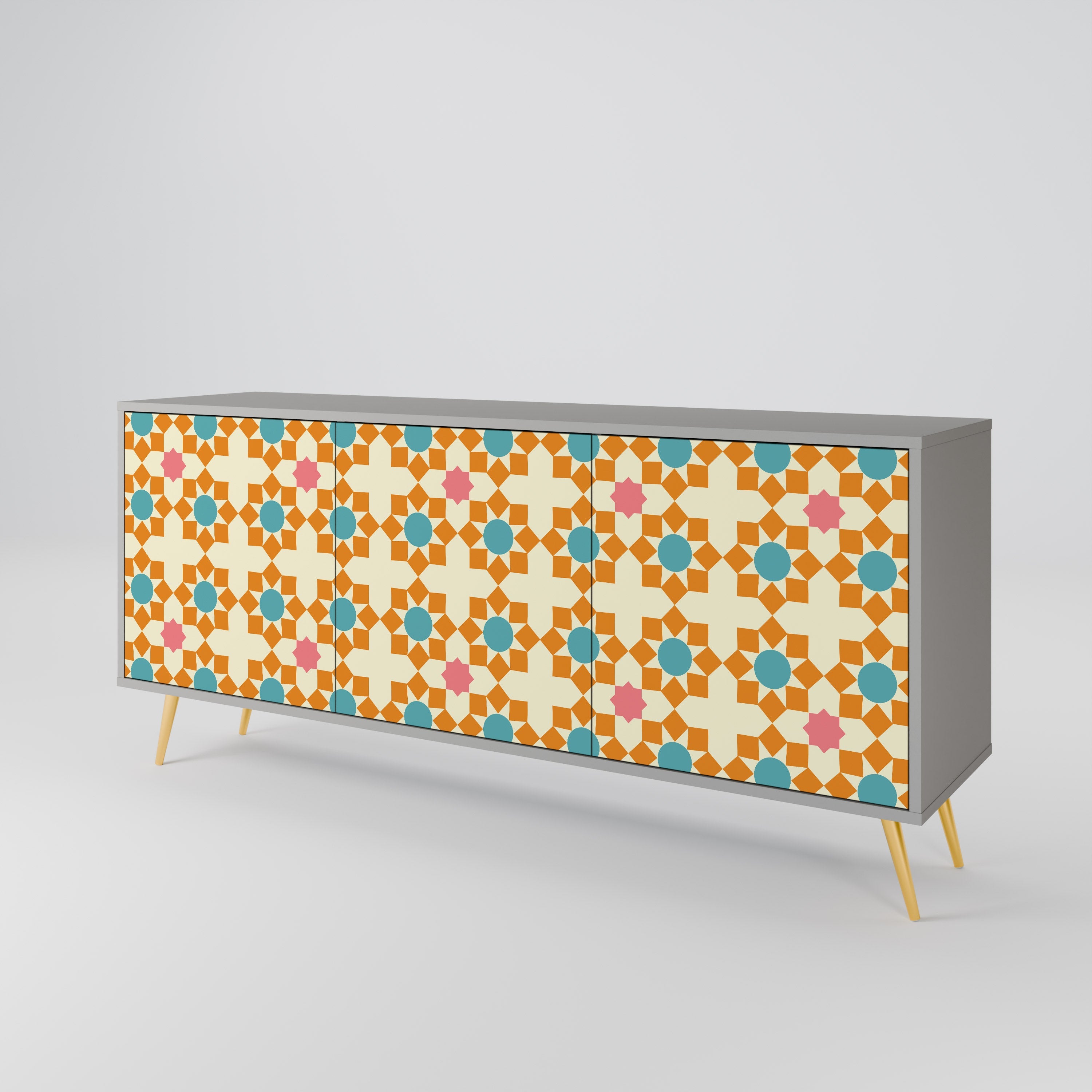 Μπουφές FLORAL DECOR με 3 πόρτες σε γκρι φινίρισμα