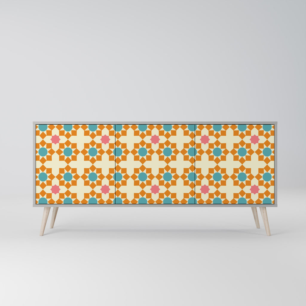 Μπουφές FLORAL DECOR με 3 πόρτες σε γκρι φινίρισμα
