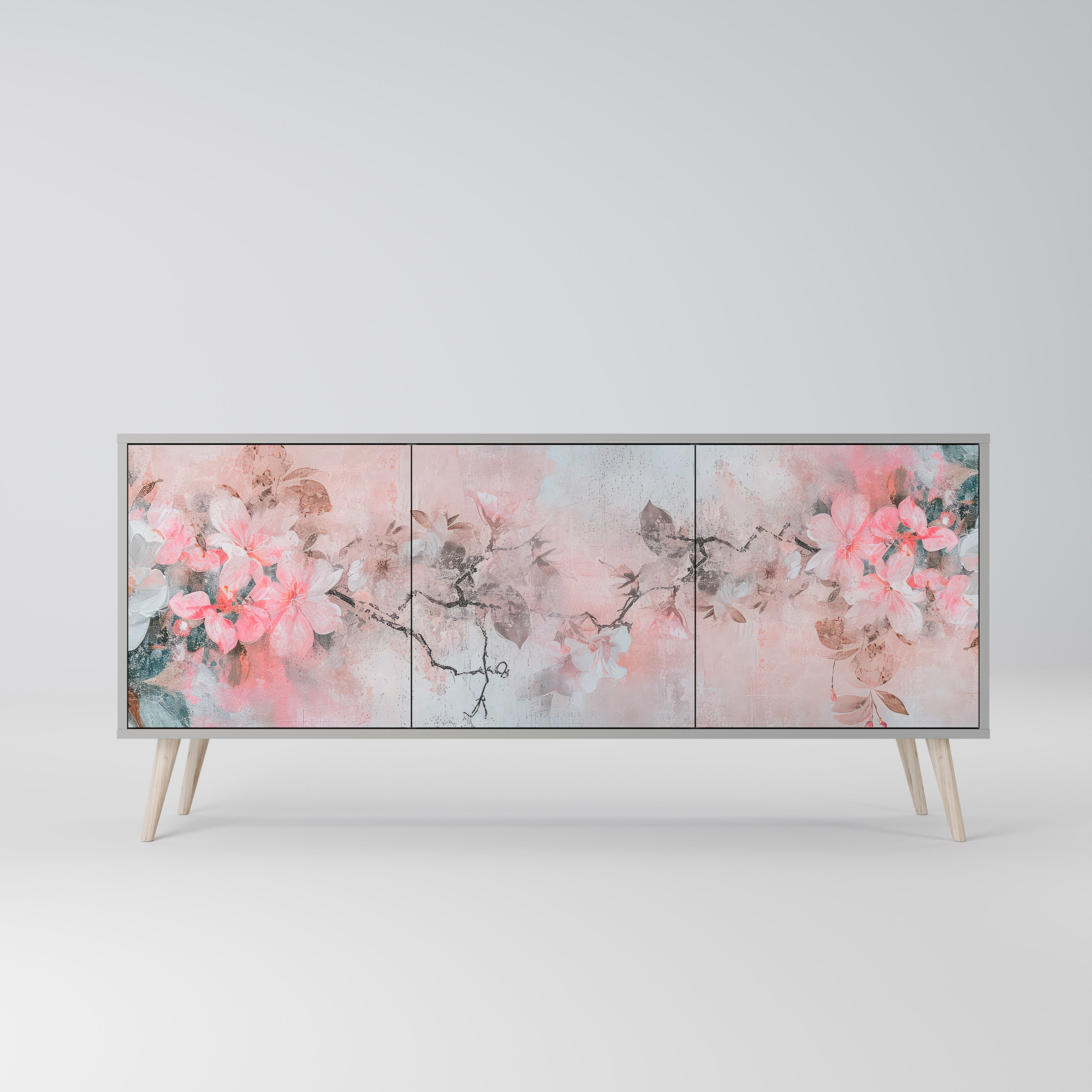 Μπουφές 3 θυρών CHERRY BLOSSOM σε γκρι φινίρισμα