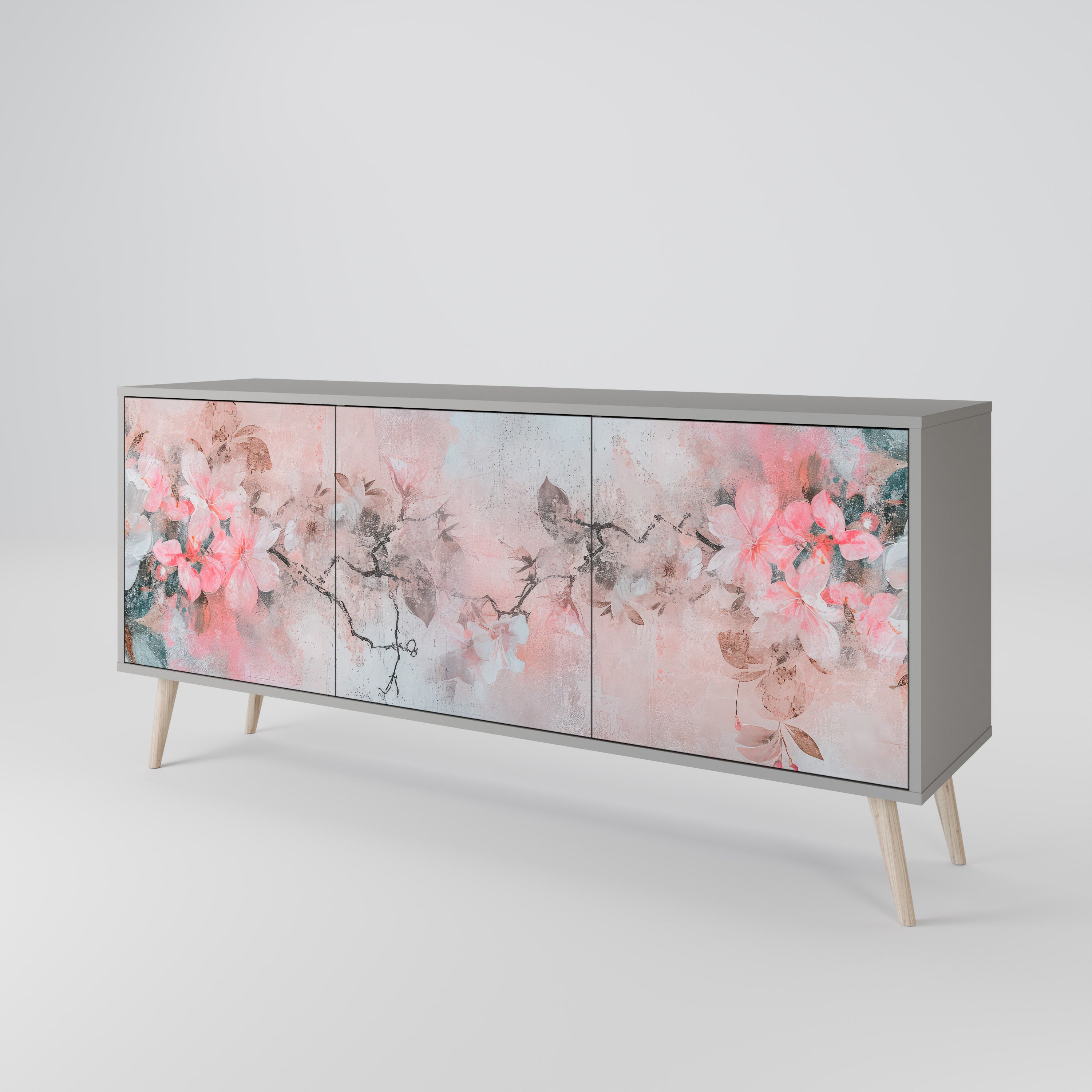 Μπουφές 3 θυρών CHERRY BLOSSOM σε γκρι φινίρισμα