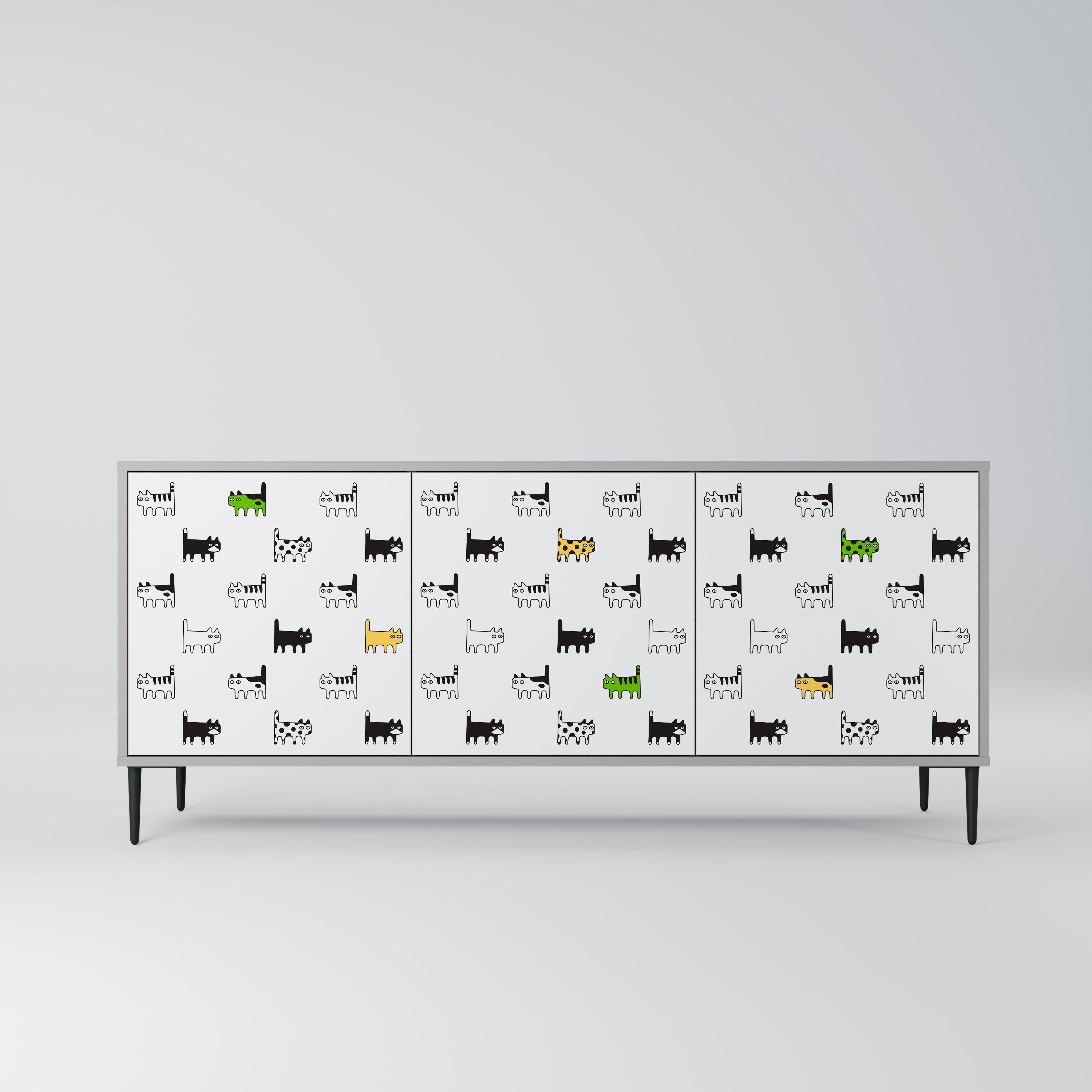 CATS COMPILATION 3-Door Sideboard in Grey Finish