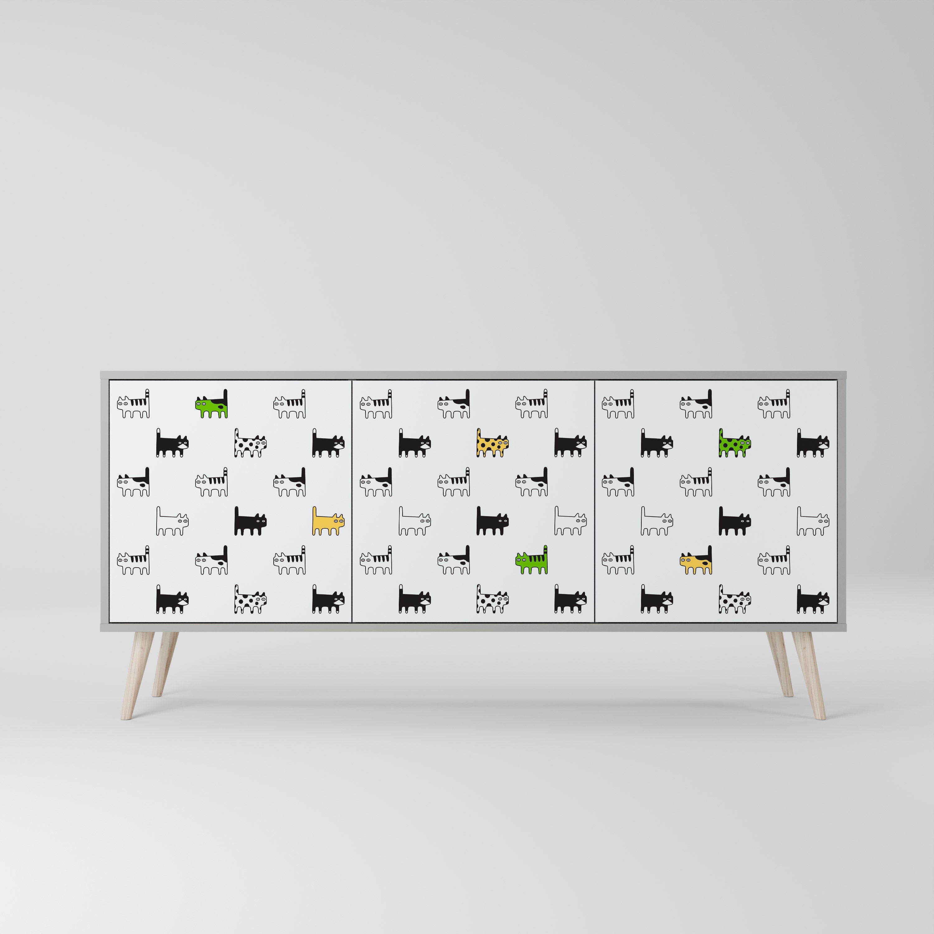 CATS COMPILATION 3-Door Sideboard in Grey Finish