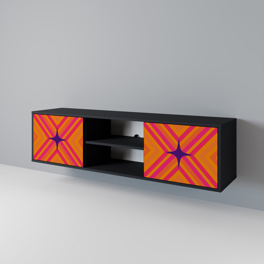 Βάση τηλεόρασης GEOMETRIC BRILLIANCE με 2 πόρτες σε μαύρο φινίρισμα