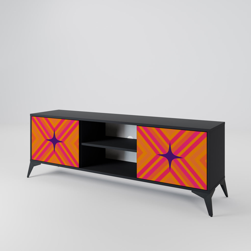 Βάση τηλεόρασης GEOMETRIC BRILLIANCE με 2 πόρτες σε μαύρο φινίρισμα