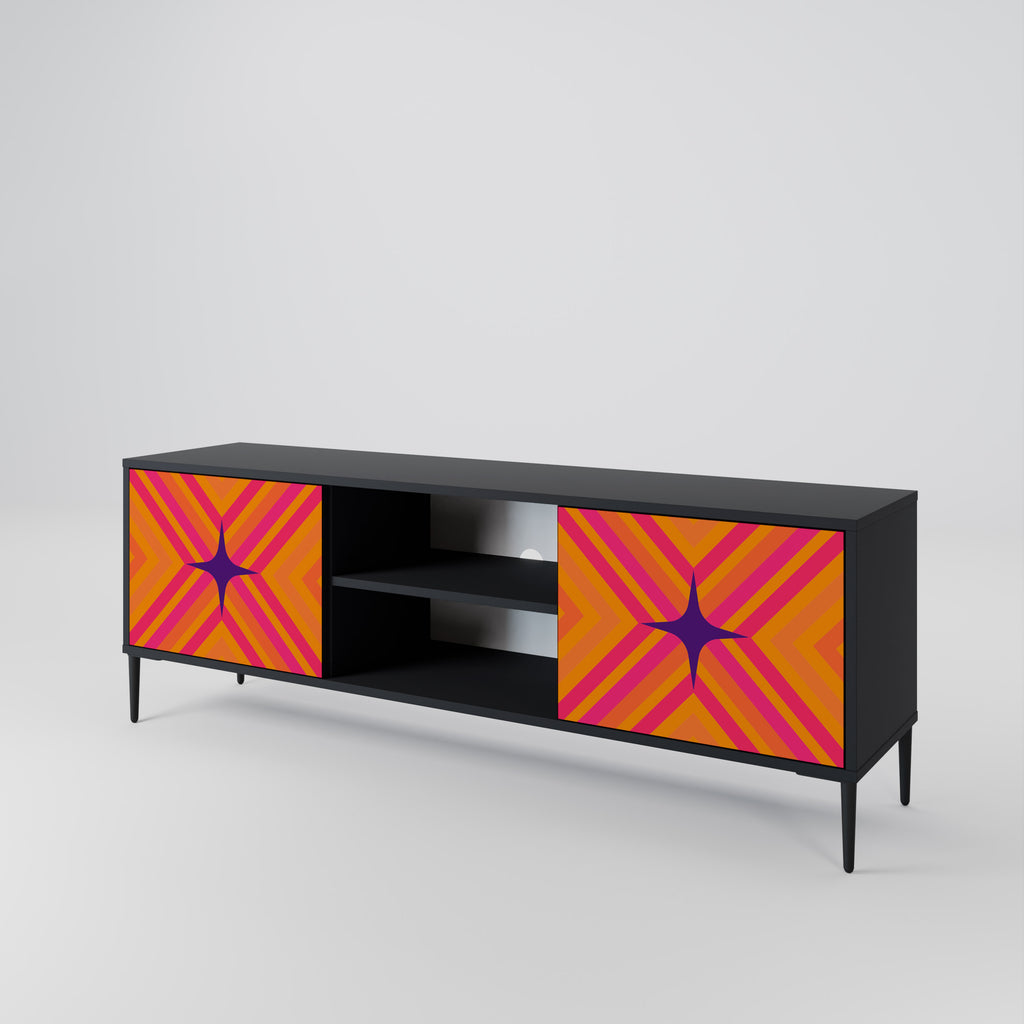 Βάση τηλεόρασης GEOMETRIC BRILLIANCE με 2 πόρτες σε μαύρο φινίρισμα