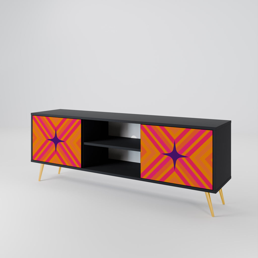 Βάση τηλεόρασης GEOMETRIC BRILLIANCE με 2 πόρτες σε μαύρο φινίρισμα
