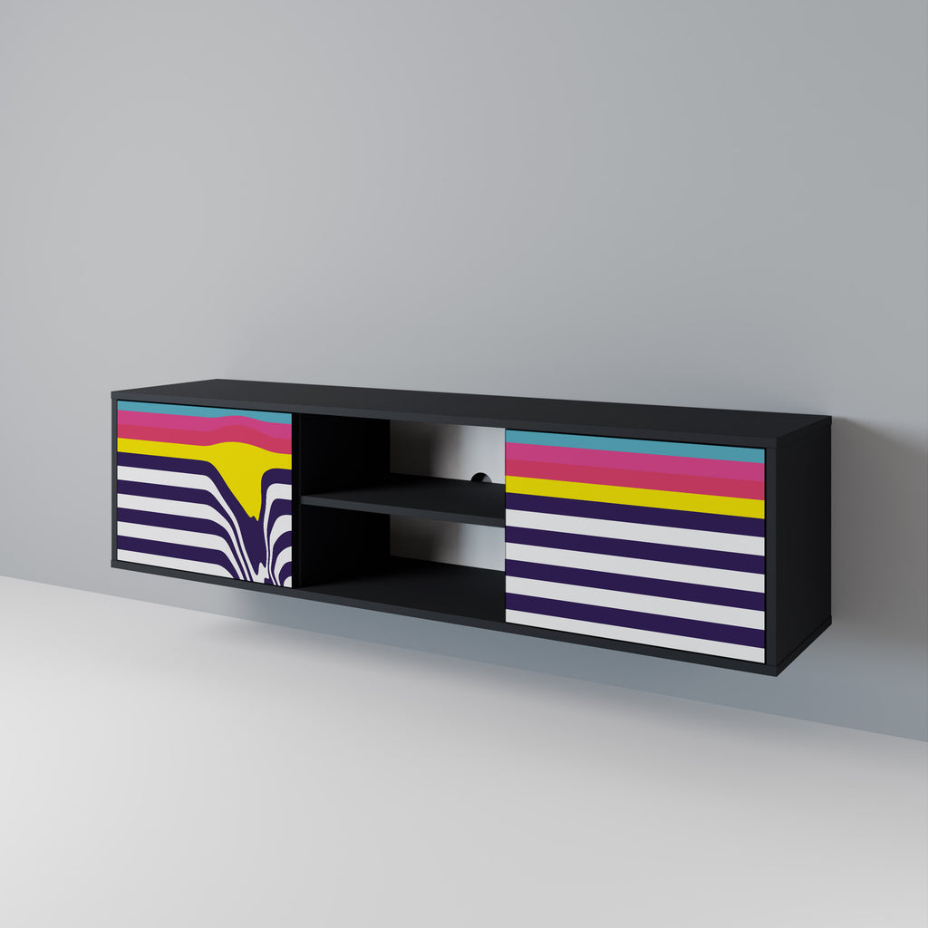 Βάση τηλεόρασης COLORFUL DIVERSION 2 πορτών σε μαύρο φινίρισμα