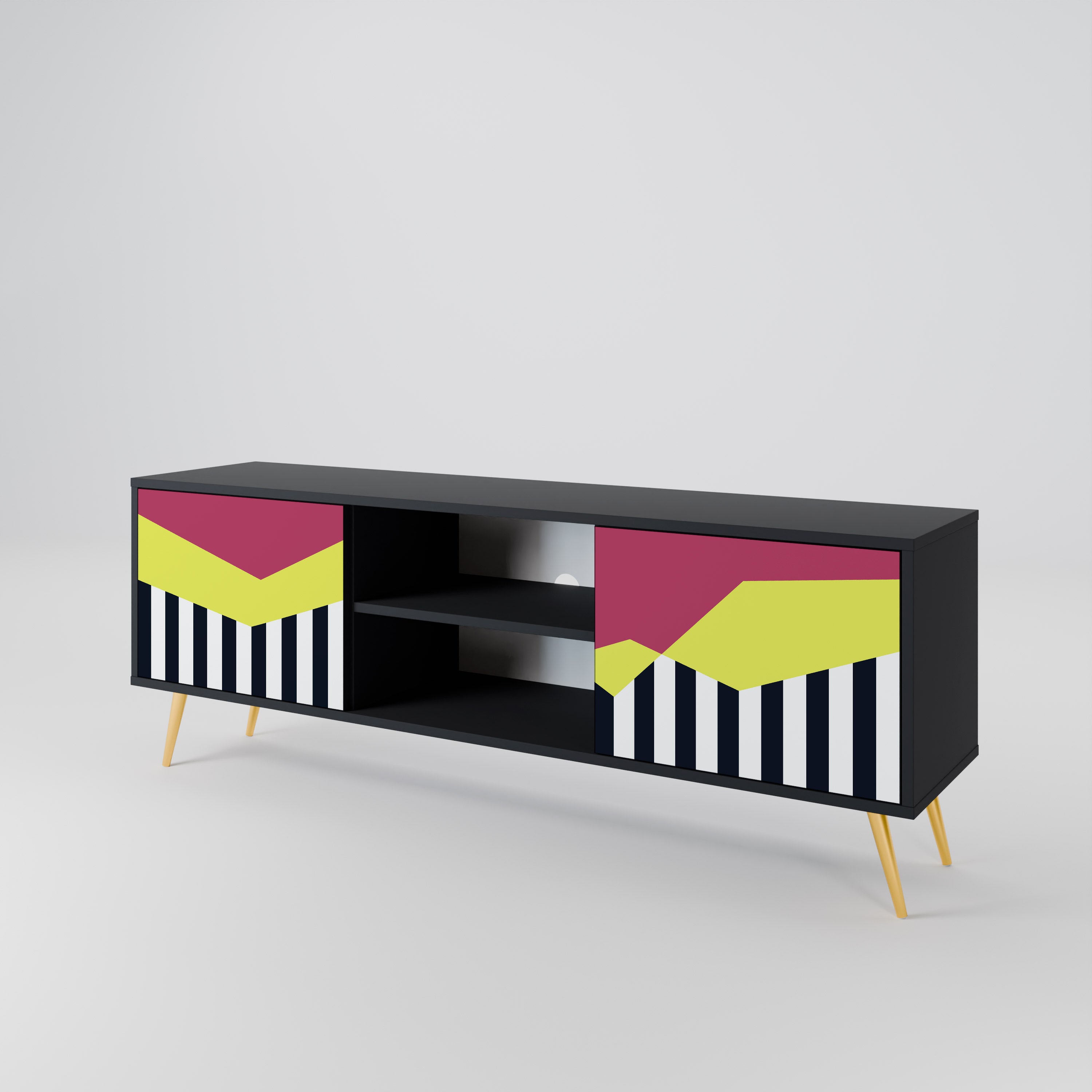 Βάση τηλεόρασης PIANO FANTASY με 2 πόρτες σε μαύρο φινίρισμα
