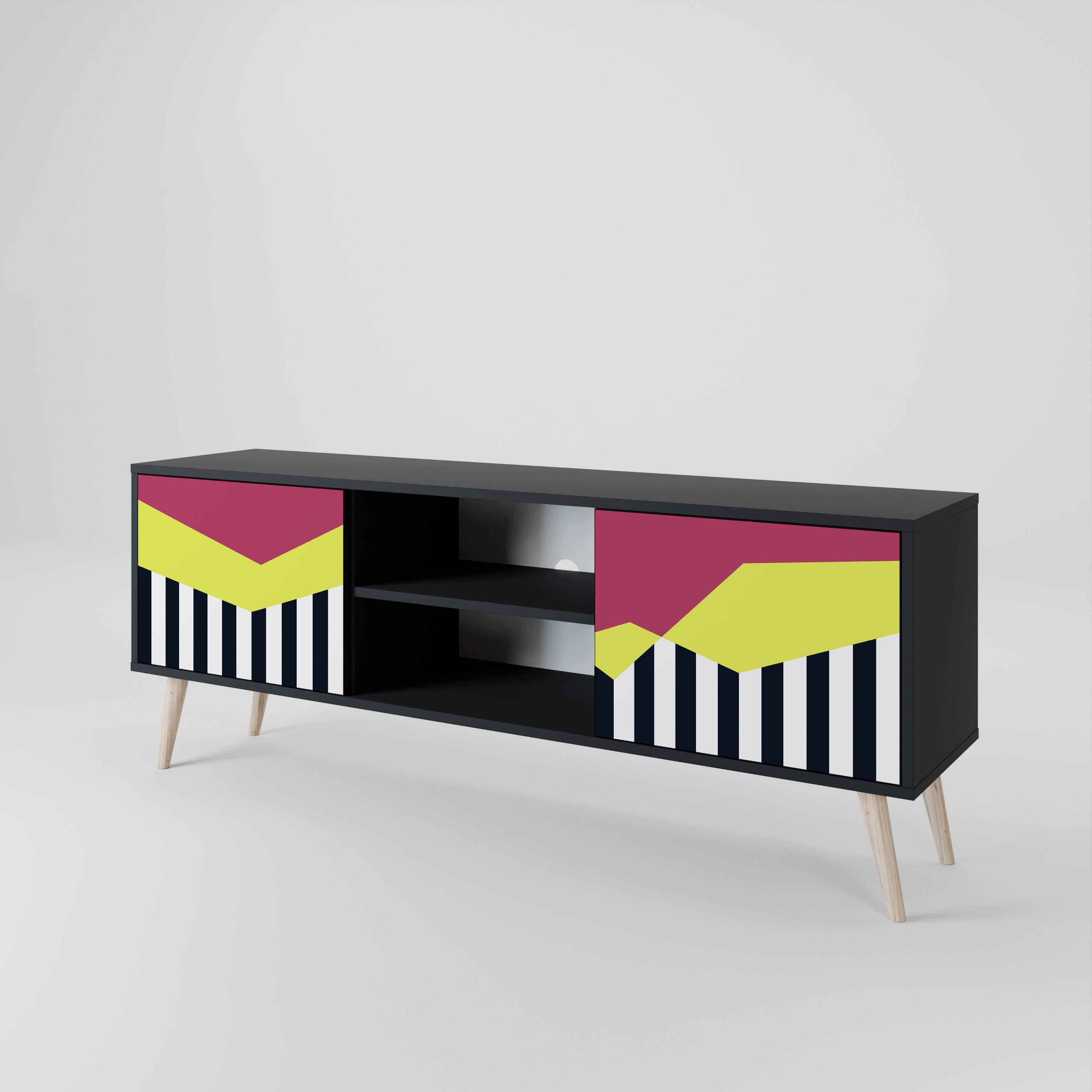 Βάση τηλεόρασης PIANO FANTASY με 2 πόρτες σε μαύρο φινίρισμα