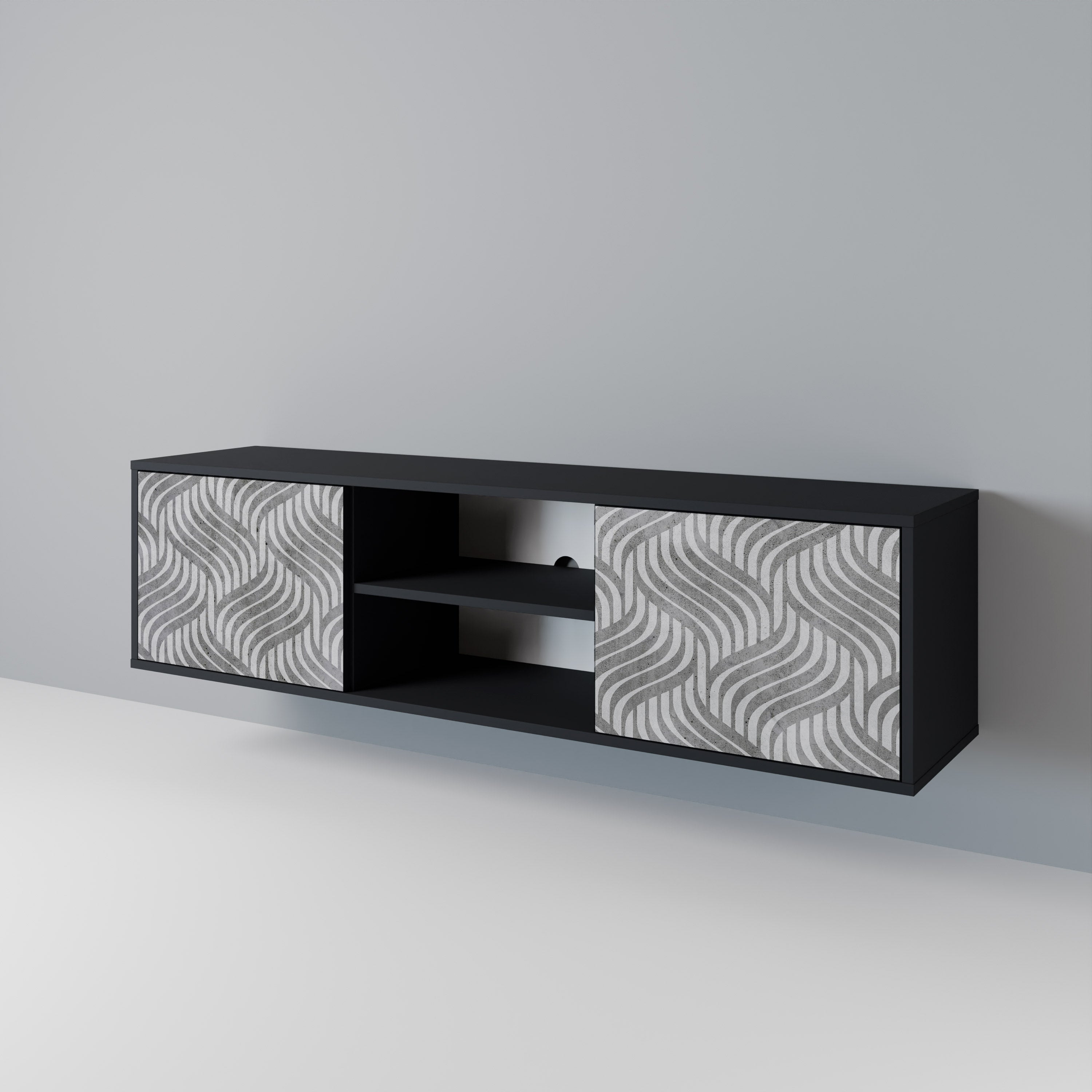 CONCRETE MOVEMENT 2-Door TV Stand in Black Finish