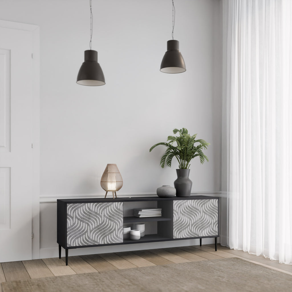 CONCRETE MOVEMENT 2-Door TV Stand in Black Finish