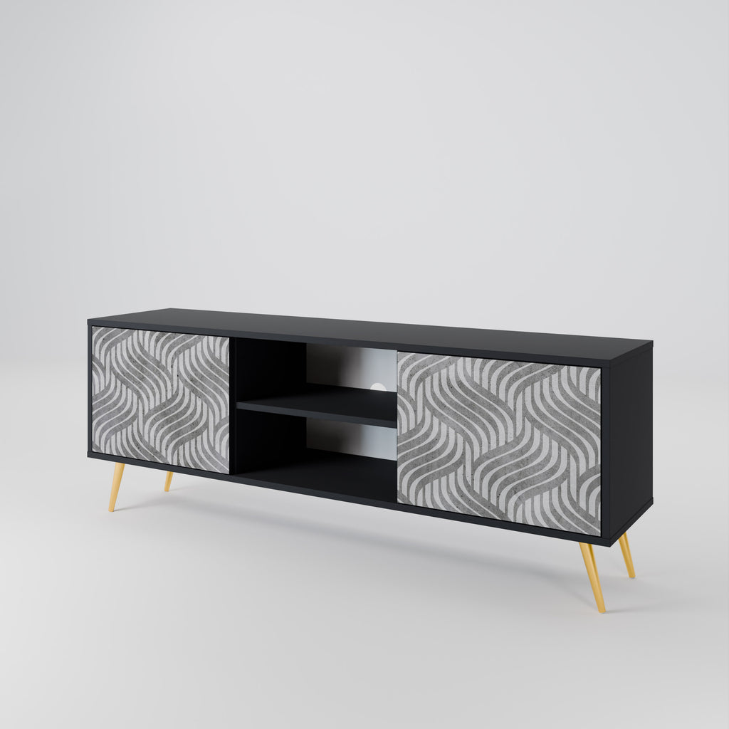 CONCRETE MOVEMENT 2-Door TV Stand in Black Finish