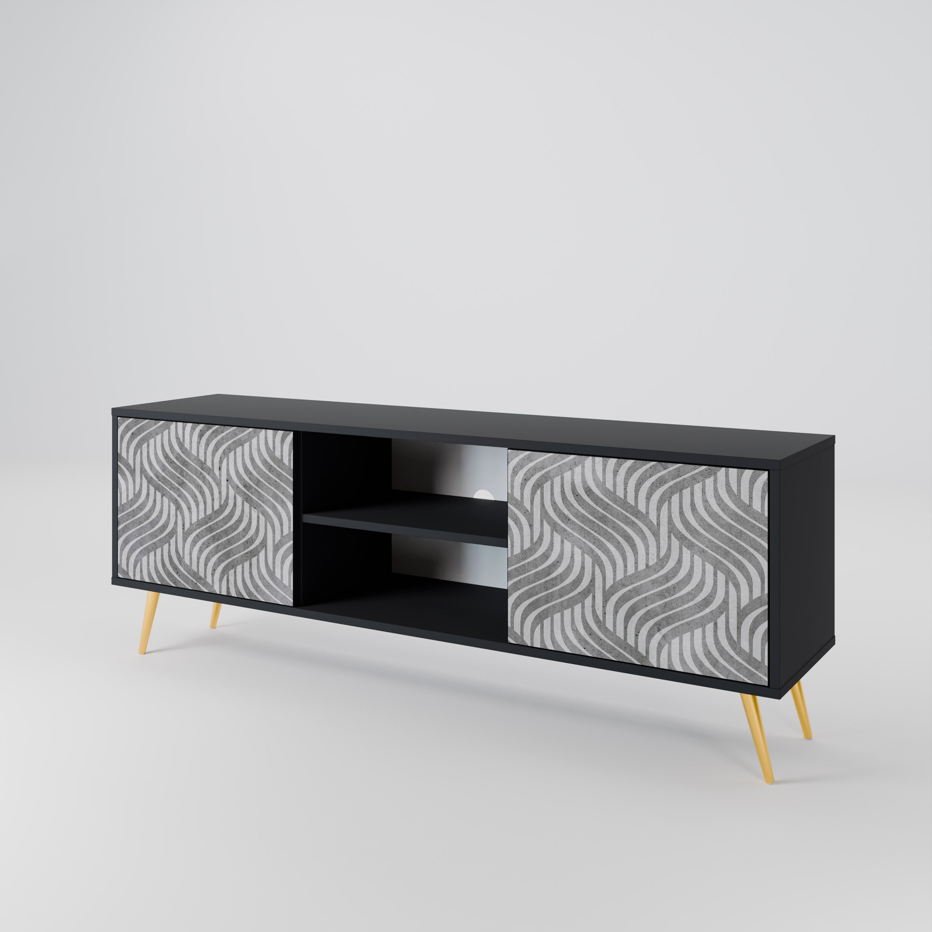 CONCRETE MOVEMENT 2-Door TV Stand in Black Finish
