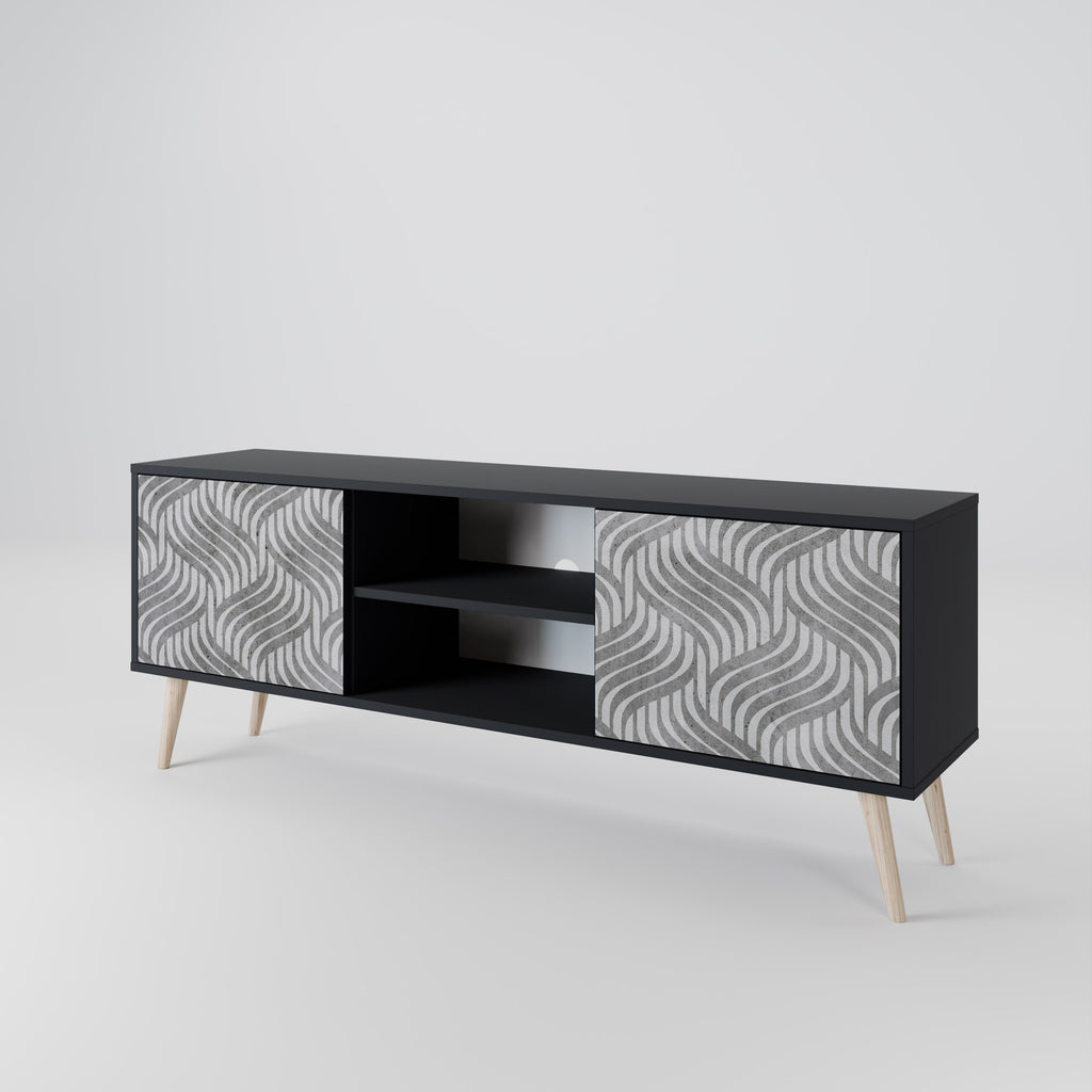 CONCRETE MOVEMENT 2-Door TV Stand in Black Finish