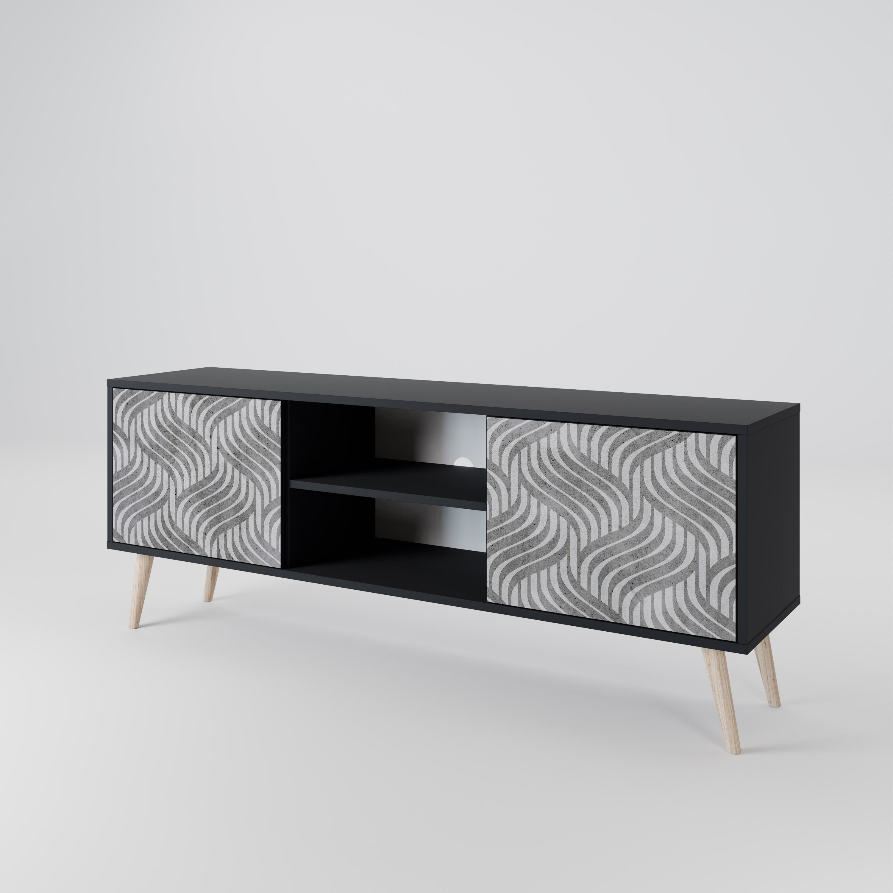 CONCRETE MOVEMENT 2-Door TV Stand in Black Finish