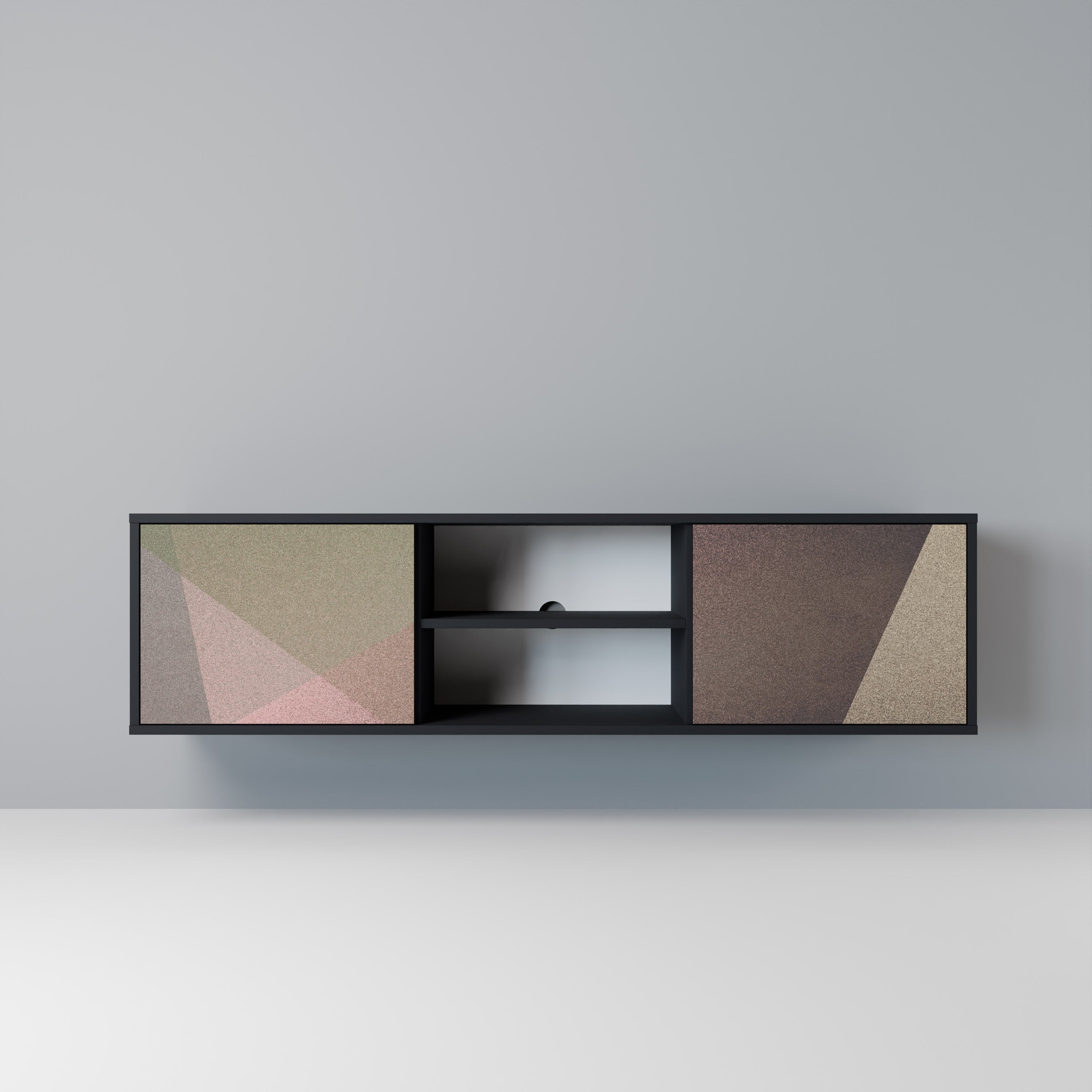 Βάση τηλεόρασης BEIGE GEOMETRIA 2 πορτών σε μαύρο φινίρισμα
