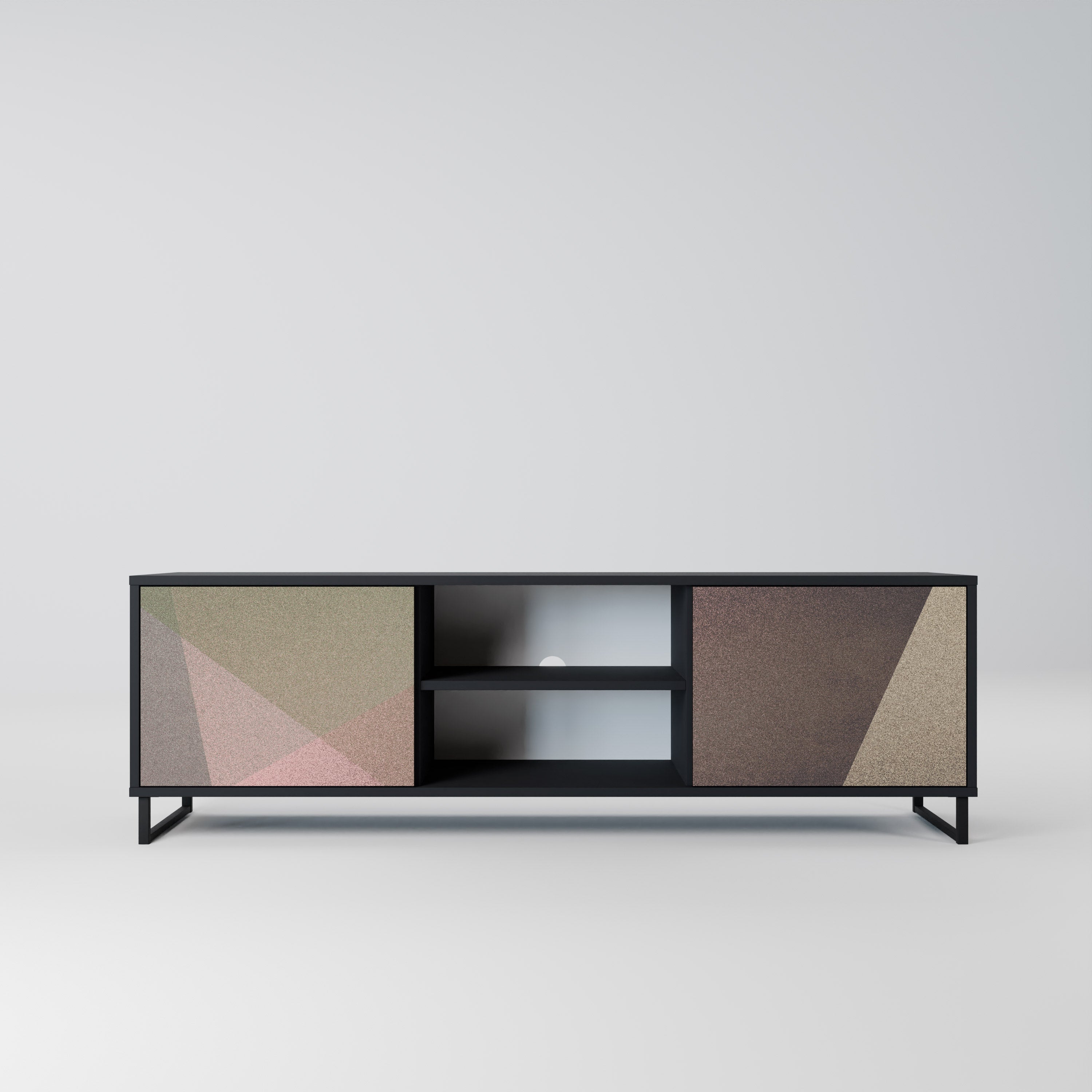 Βάση τηλεόρασης BEIGE GEOMETRIA 2 πορτών σε μαύρο φινίρισμα